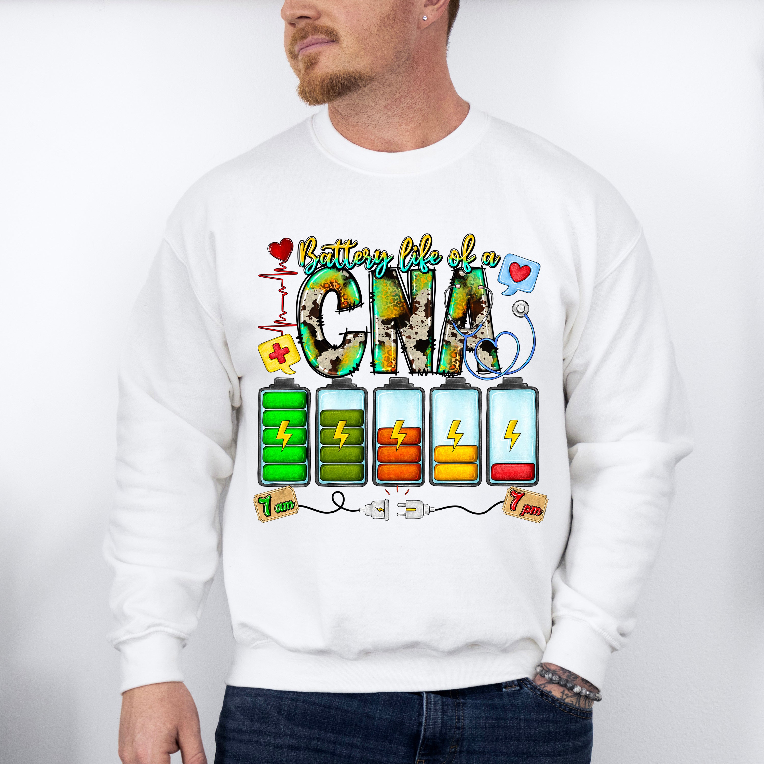 Battery Life Of A CNA Design - CNA Unisex Crewneck T-Shirt Sweatshirt Hoodie
