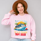 Board The Ship It's A Family Trip 2025 Yellow & Red - Vacation Unisex Crewneck T-Shirt Sweatshirt Hoodie