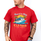 Board The Ship It's A Family Trip 2025 Yellow & Red - Vacation Unisex Crewneck T-Shirt Sweatshirt Hoodie