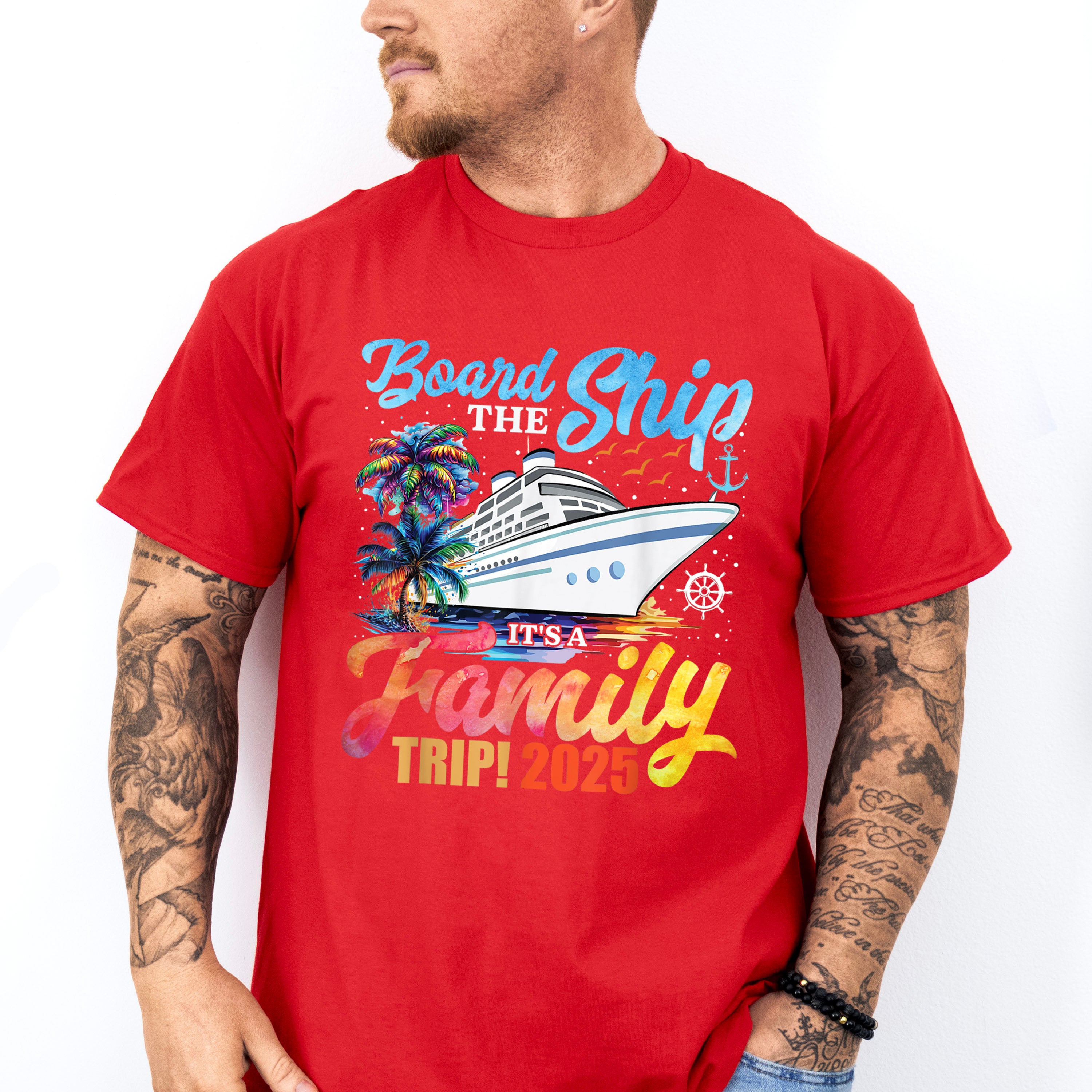 Board The Ship It's A Family Trip 2025 White Ship - Vacation Unisex Crewneck T-Shirt Sweatshirt Hoodie