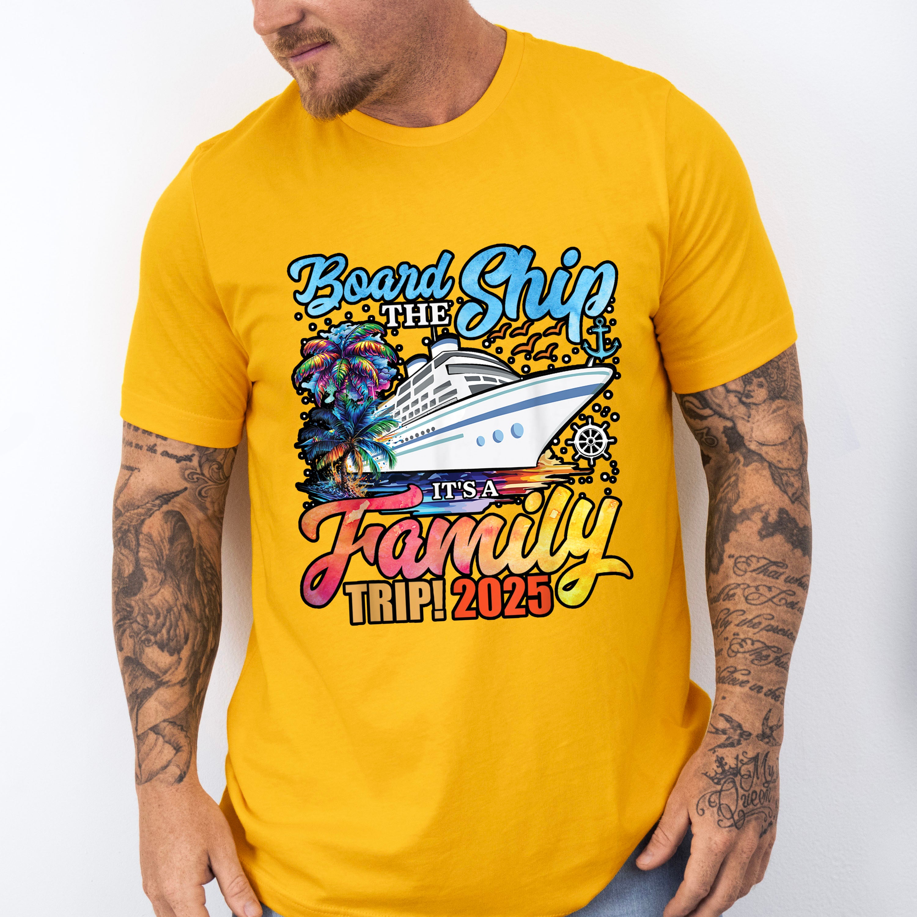Board The Ship It's A Family Trip 2025 White Ship - Vacation Unisex Crewneck T-Shirt Sweatshirt Hoodie