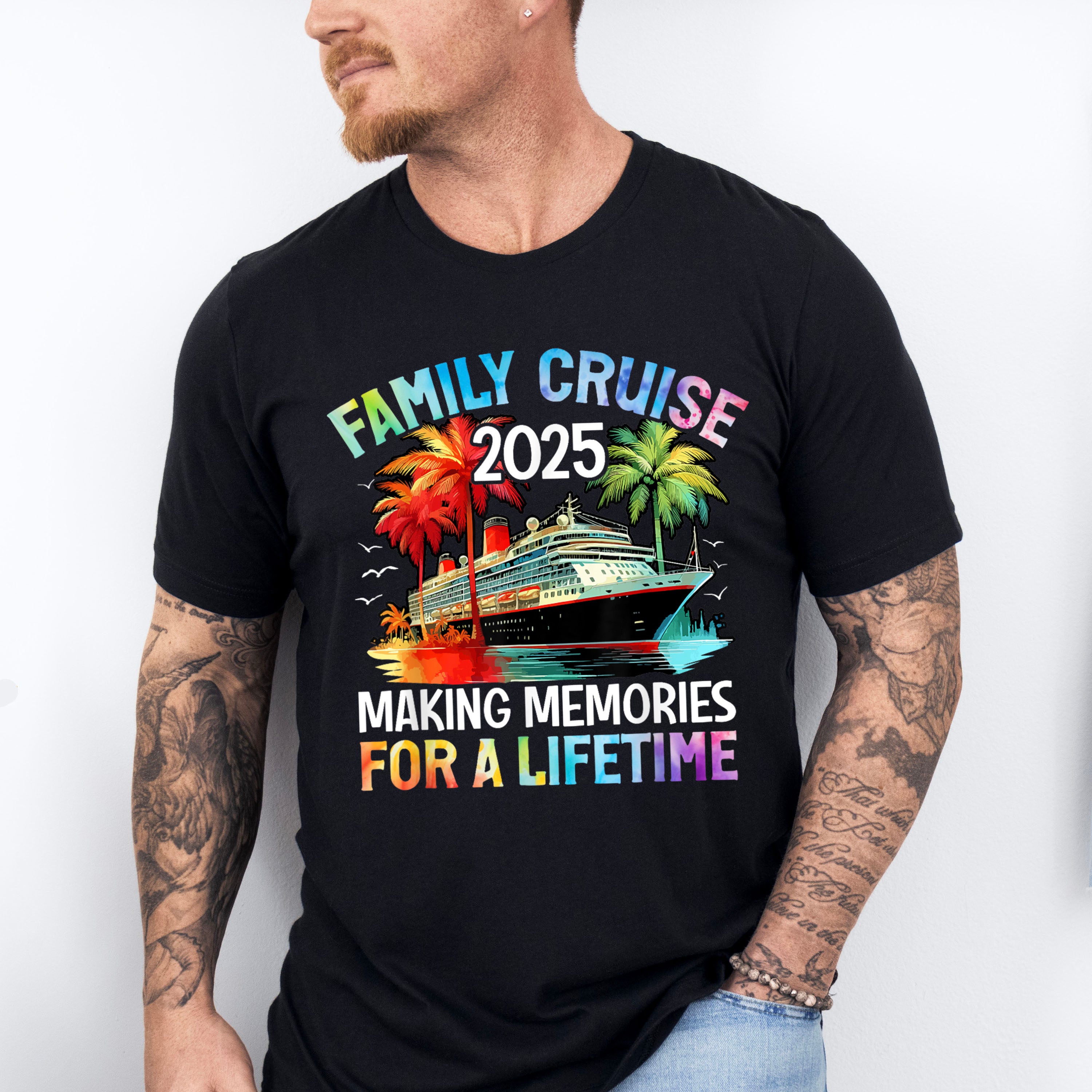 Family Cruise 2025 Red And Green Trees - Vacation Unisex Crewneck T-Shirt Sweatshirt Hoodie