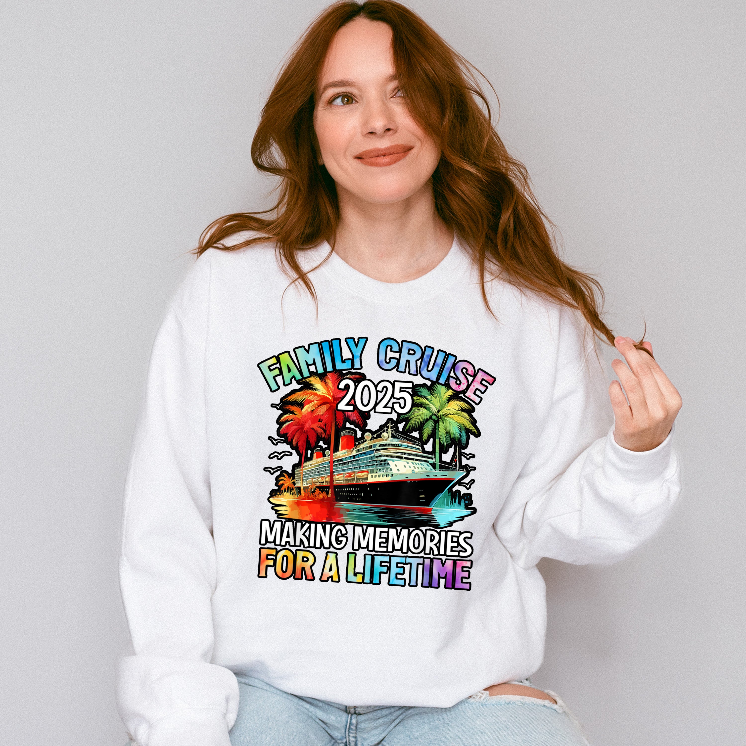Family Cruise 2025 Red And Green Trees - Vacation Unisex Crewneck T-Shirt Sweatshirt Hoodie