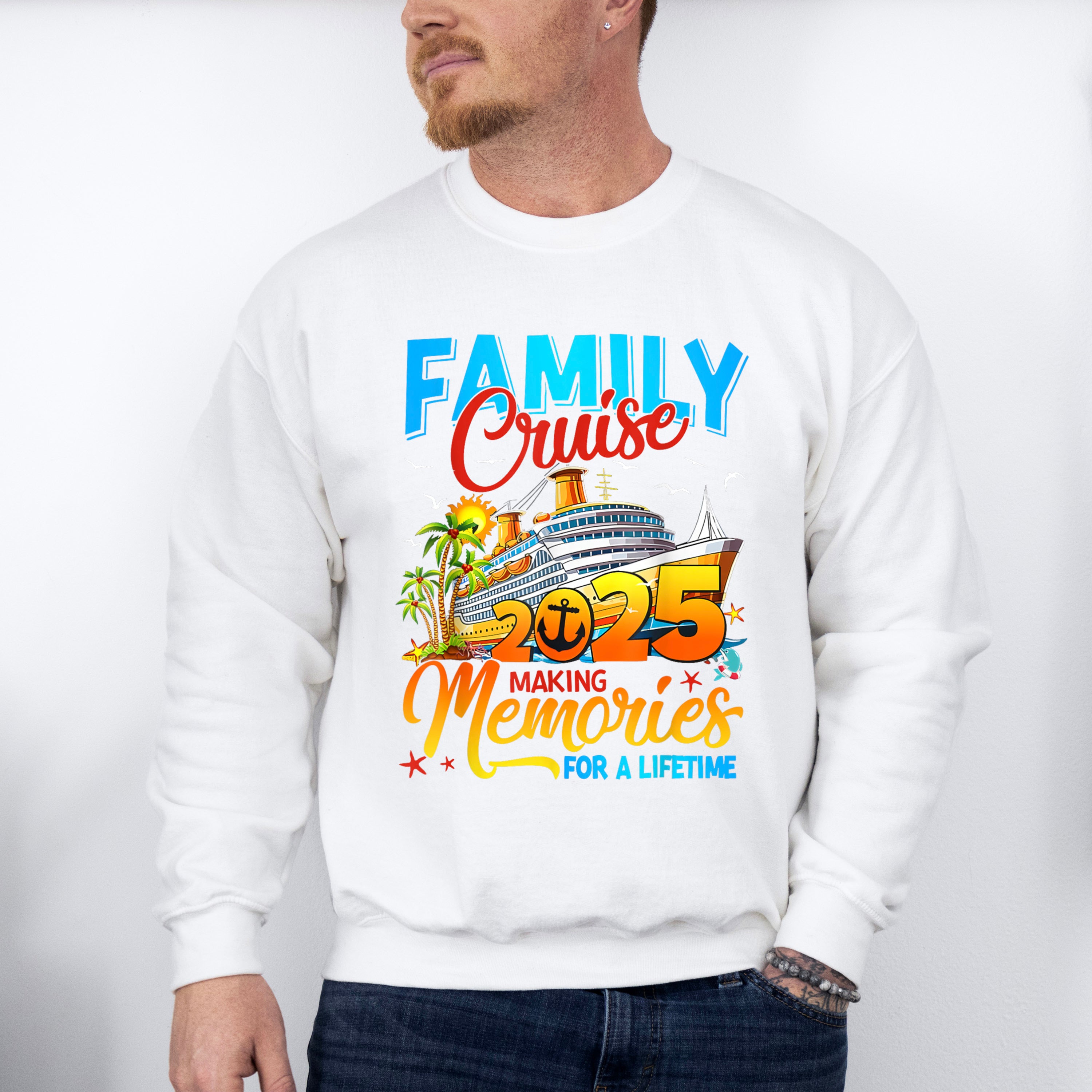 Family Cruise 2025 Blue &amp; Red - Vacation Unisex Crewneck T-Shirt Sweatshirt Hoodie