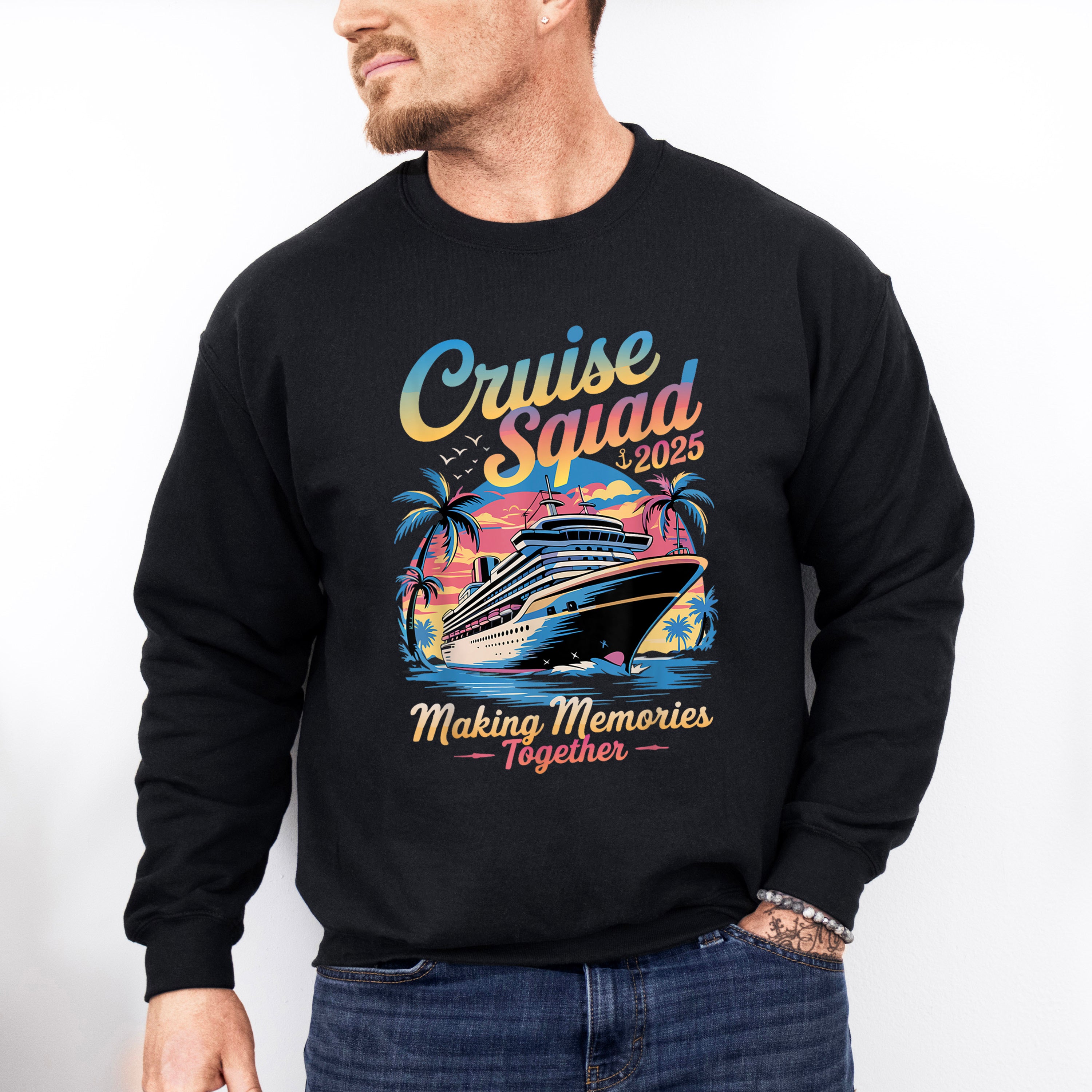 Cruise Squad 2025 Sunset Design - Vacation Unisex Crewneck T-Shirt Sweatshirt Hoodie
