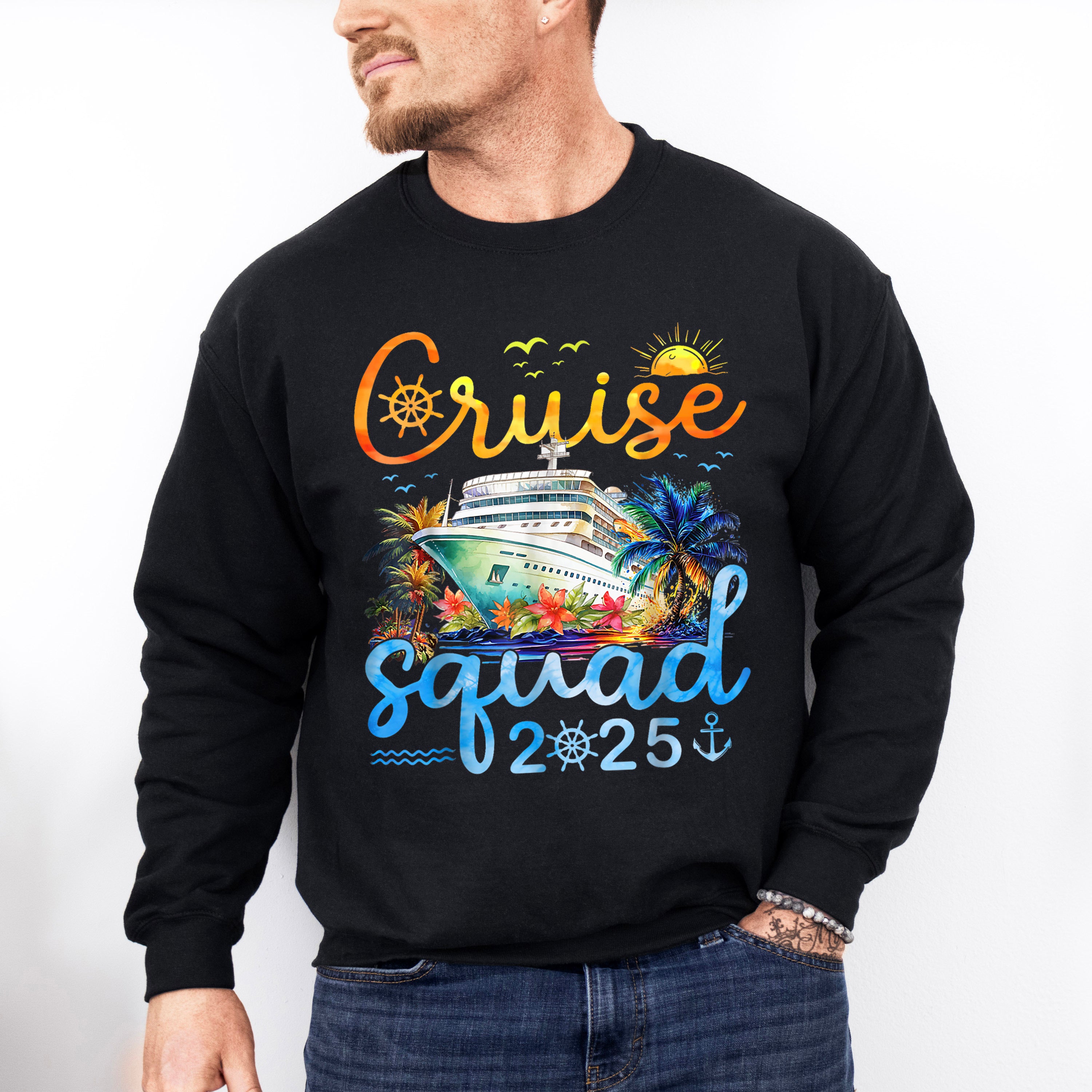 Cruise Squad 2025 Yellow &amp; Blue - Vacation Unisex Crewneck T-Shirt Sweatshirt Hoodie