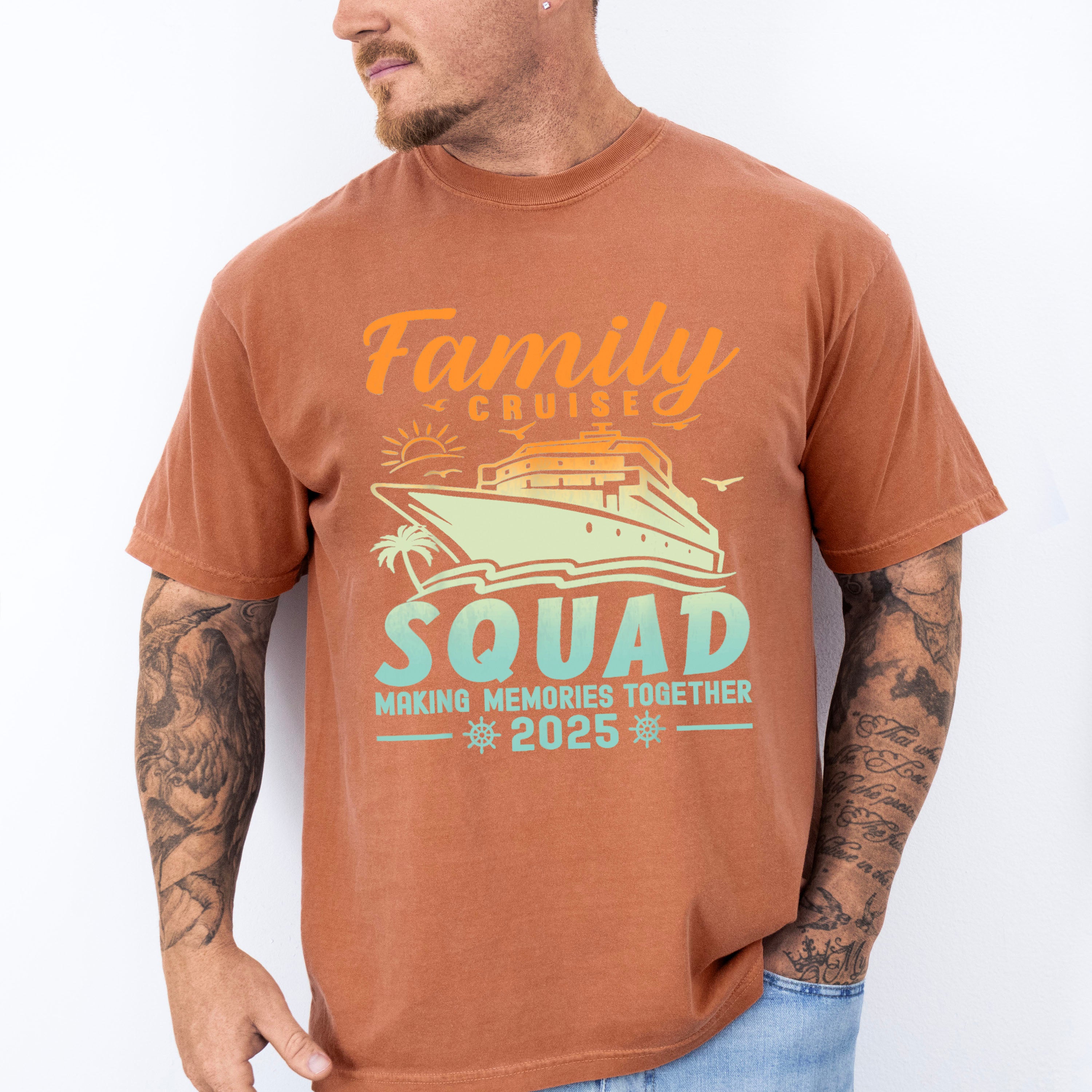 Family Cruise Squad Yellow &amp; Blue Gradient - Vacation Unisex Crewneck T-Shirt Sweatshirt Hoodie