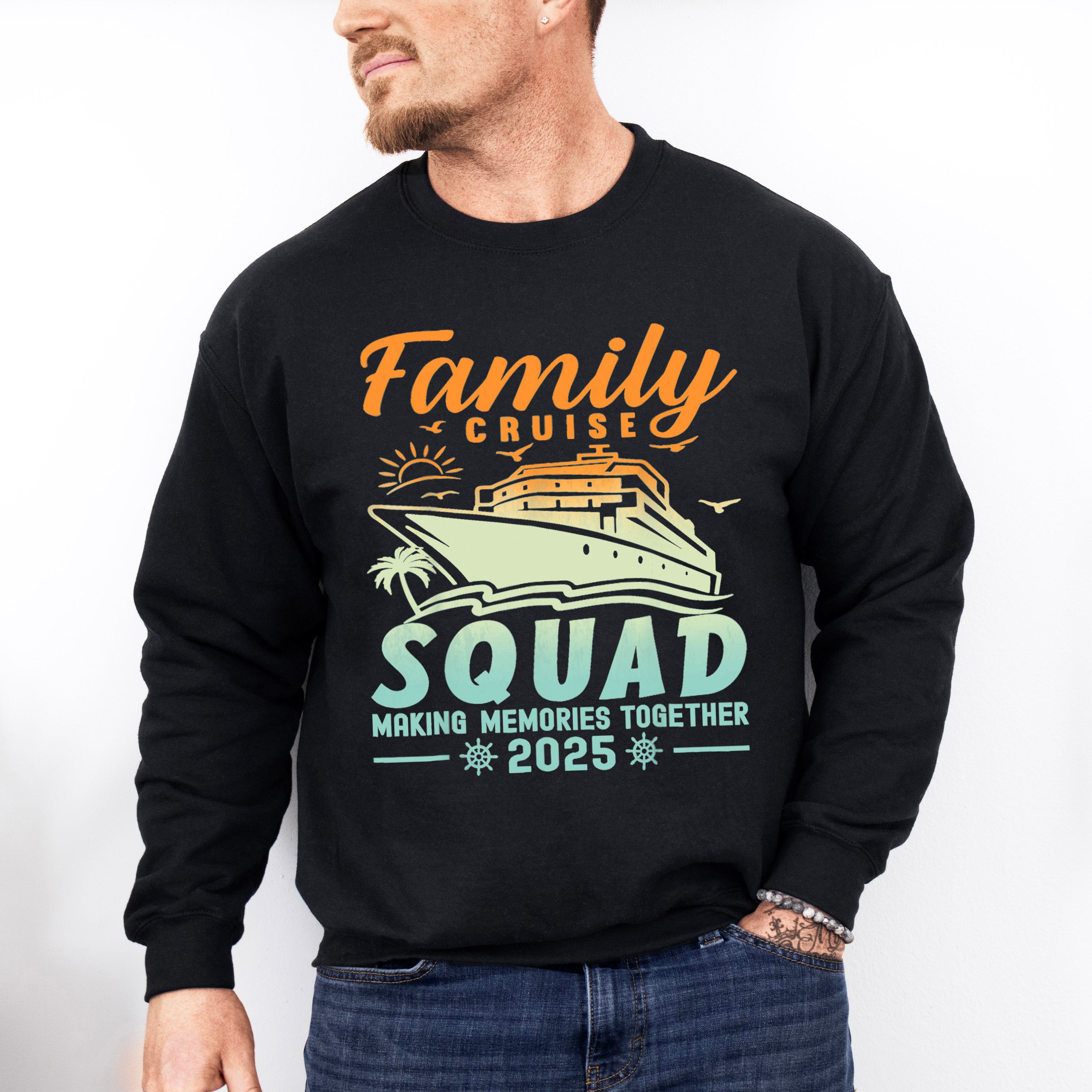 Family Cruise Squad Yellow &amp; Blue Gradient - Vacation Unisex Crewneck T-Shirt Sweatshirt Hoodie