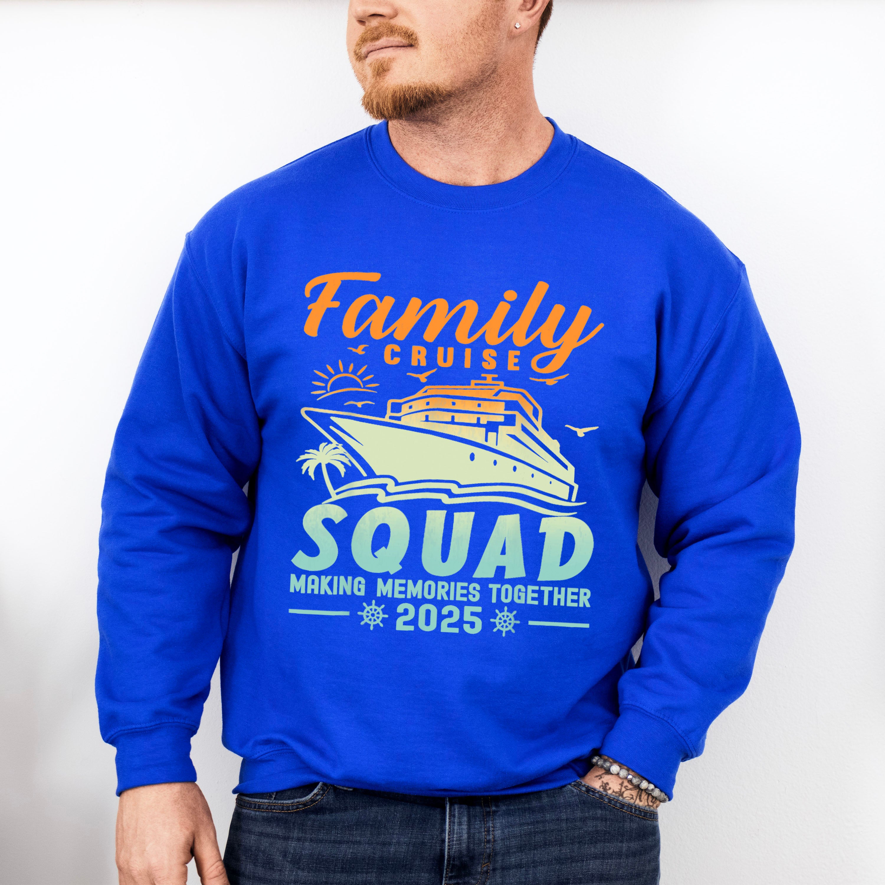 Family Cruise Squad Yellow &amp; Blue Gradient - Vacation Unisex Crewneck T-Shirt Sweatshirt Hoodie