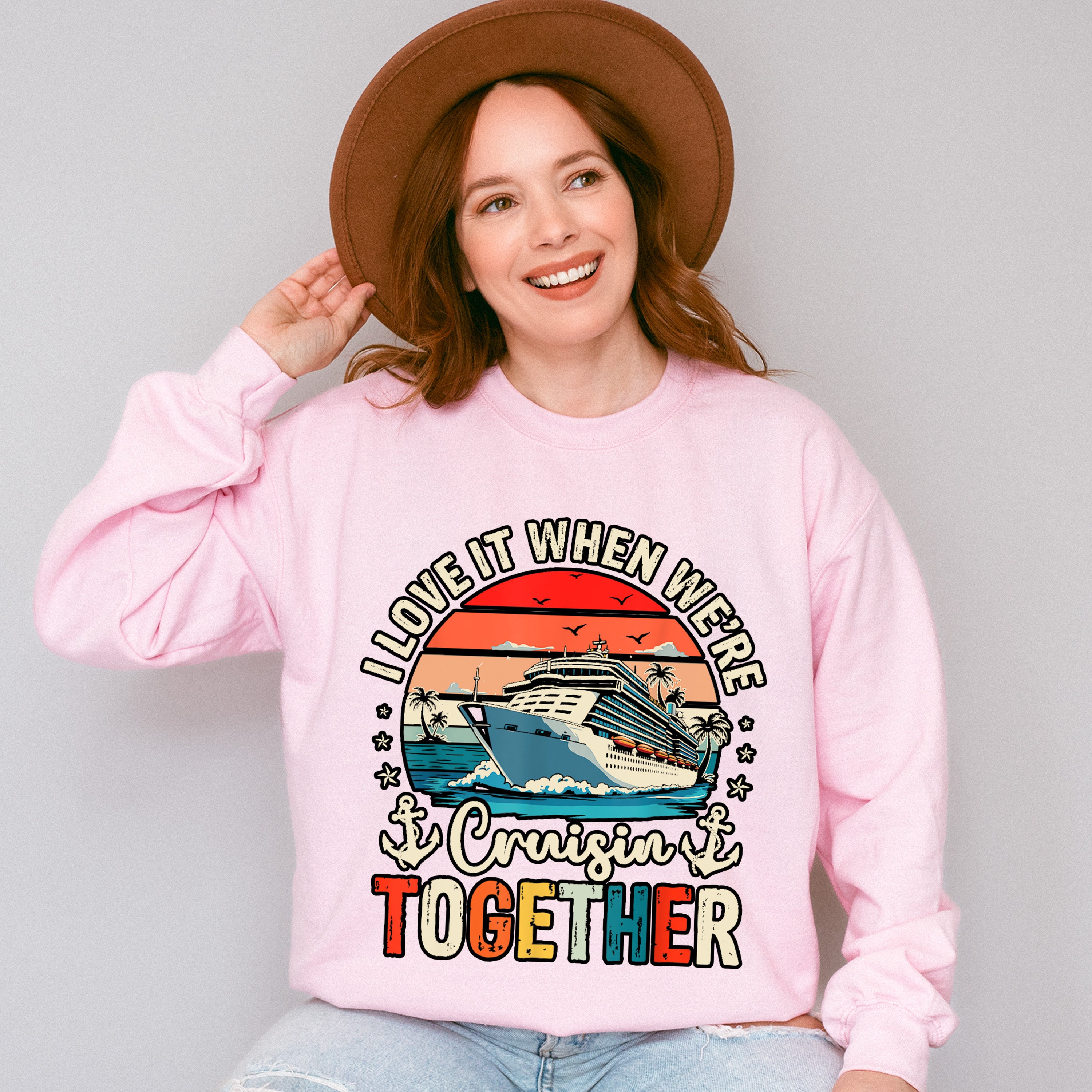 I Love It When We're Cruisin Together Sunset Design - Vacation Unisex Crewneck T-Shirt Sweatshirt Hoodie
