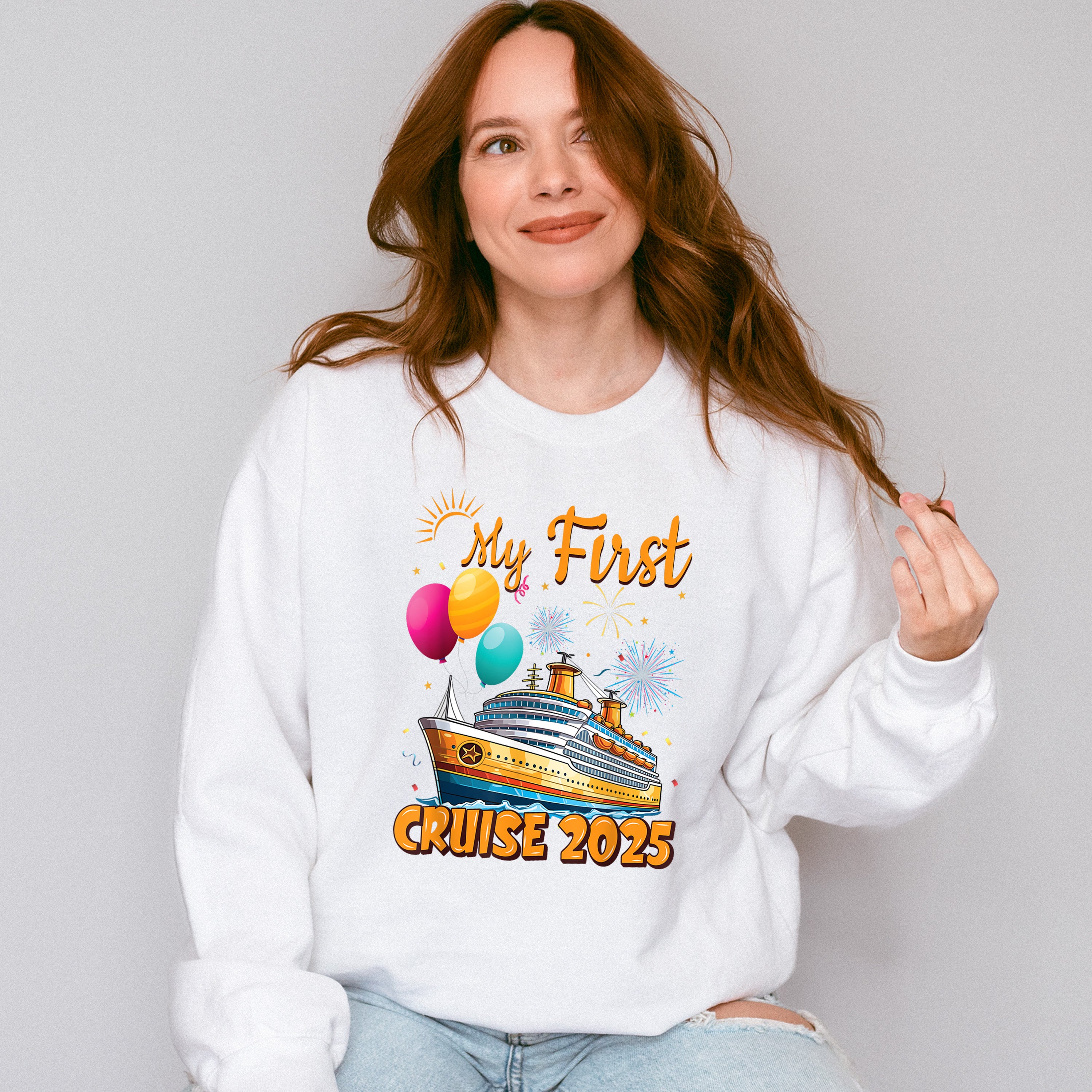 My First Cruise 2025 Balloons - Vacation Unisex Crewneck T-Shirt Sweatshirt Hoodie
