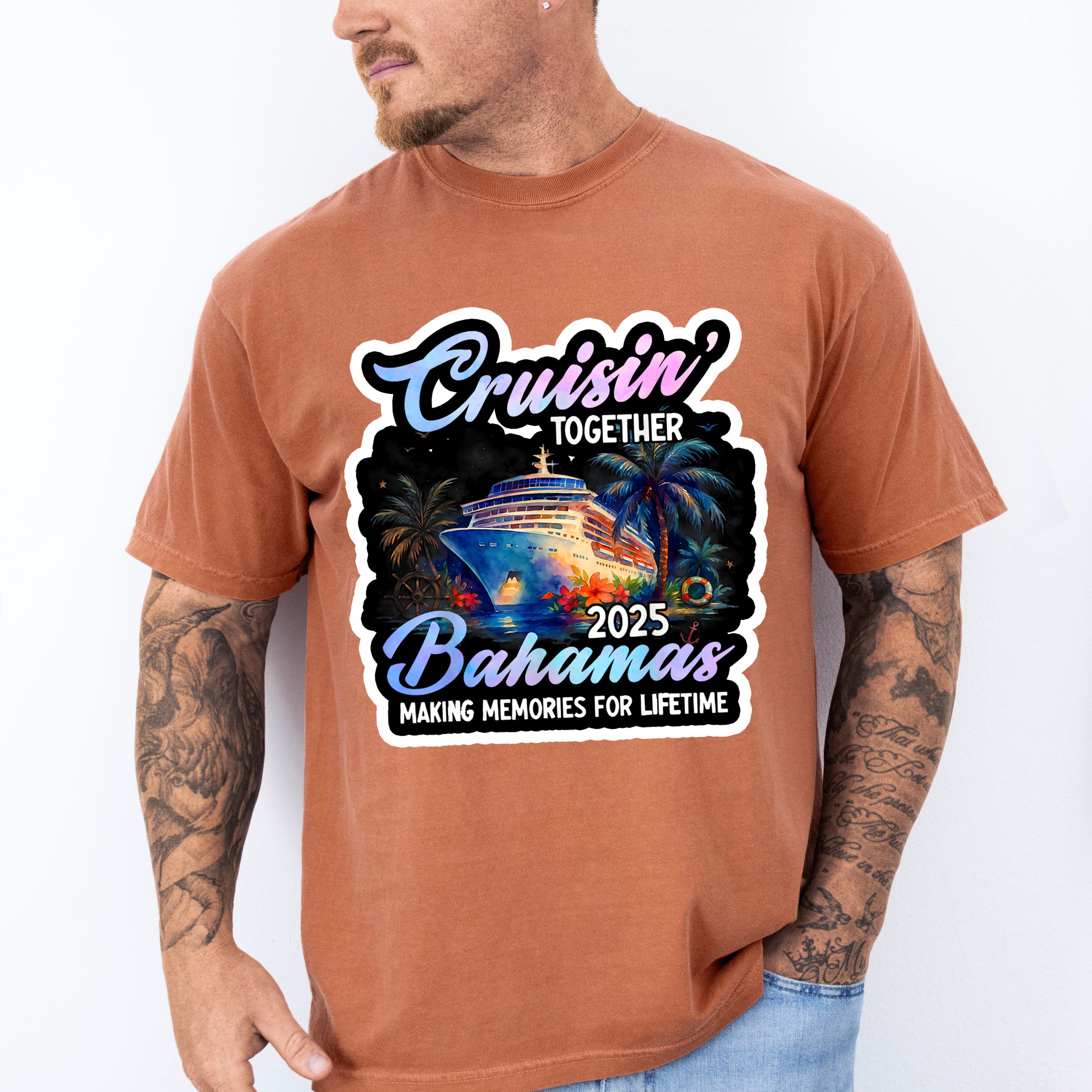 Cruisin' Together 2025 Bahamas Night Design - Vacation Unisex Crewneck T-Shirt Sweatshirt Hoodie