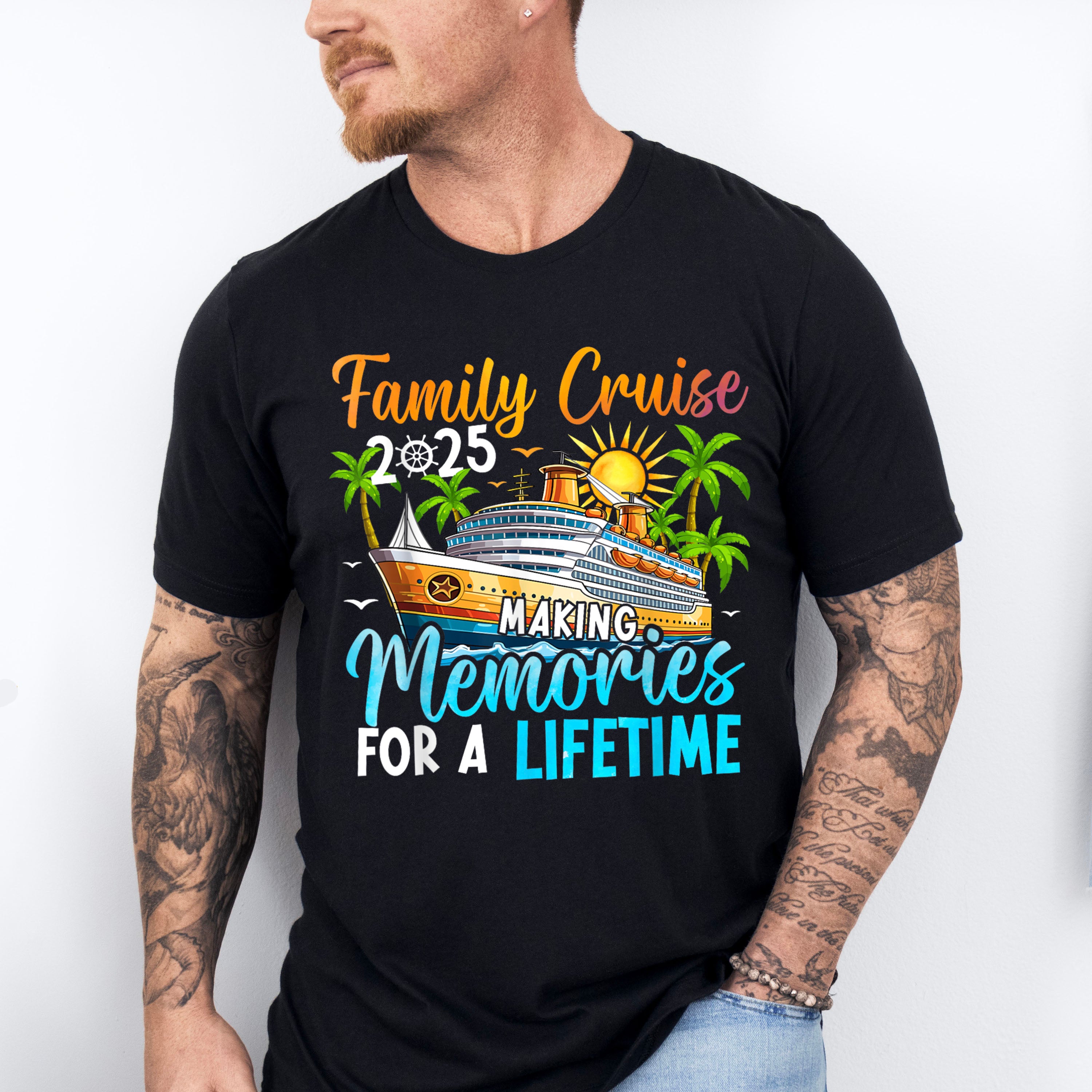 Family Cruise 2025 Trees And Sunset - Vacation Unisex Crewneck T-Shirt Sweatshirt Hoodie