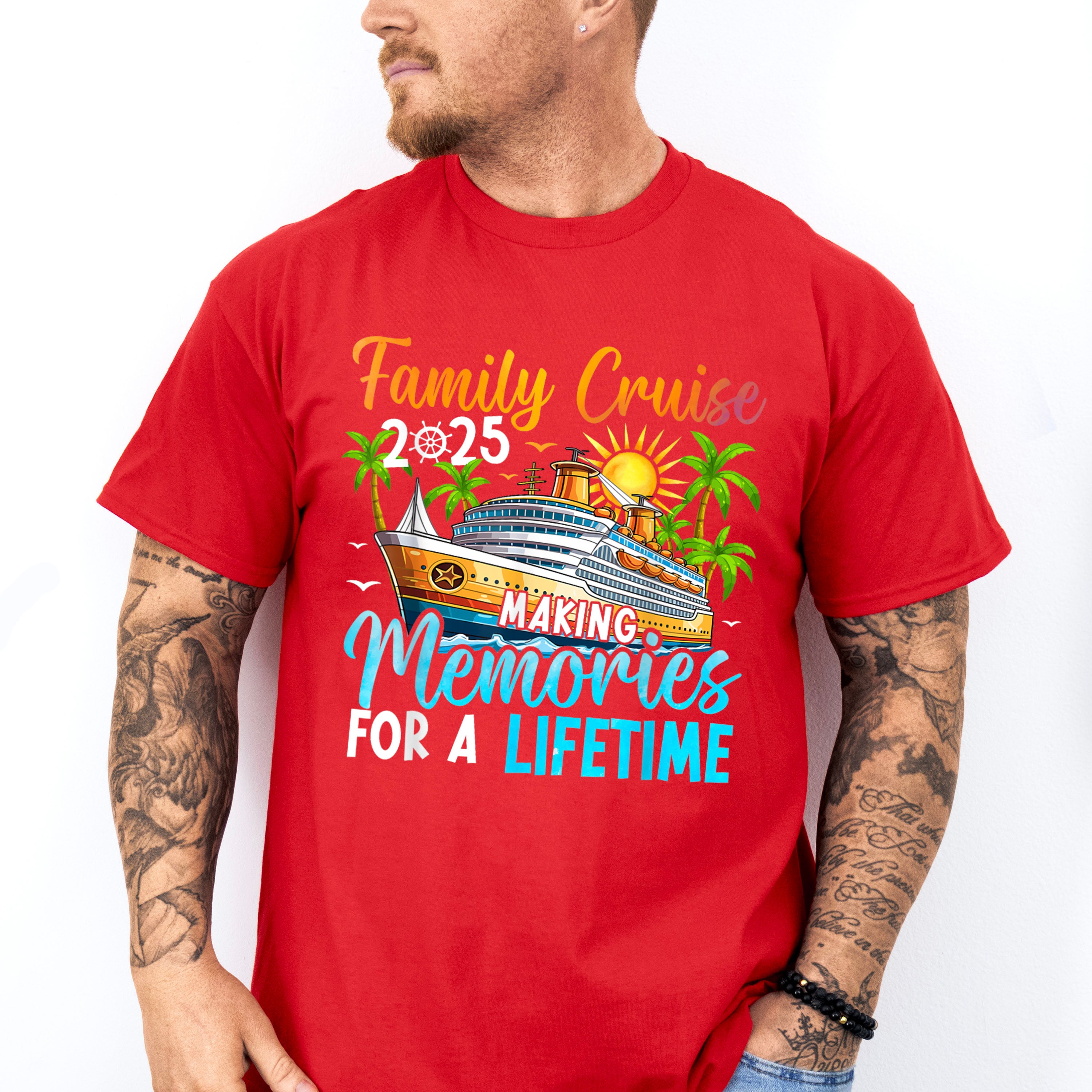 Family Cruise 2025 Trees And Sunset - Vacation Unisex Crewneck T-Shirt Sweatshirt Hoodie