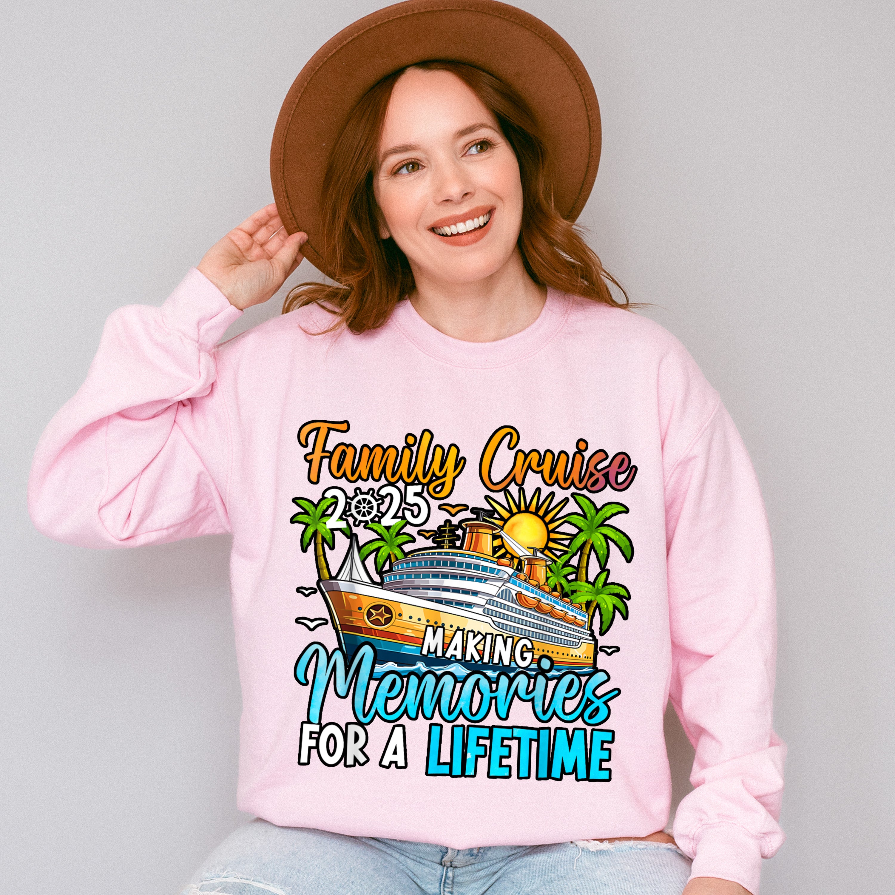 Family Cruise 2025 Trees And Sunset - Vacation Unisex Crewneck T-Shirt Sweatshirt Hoodie