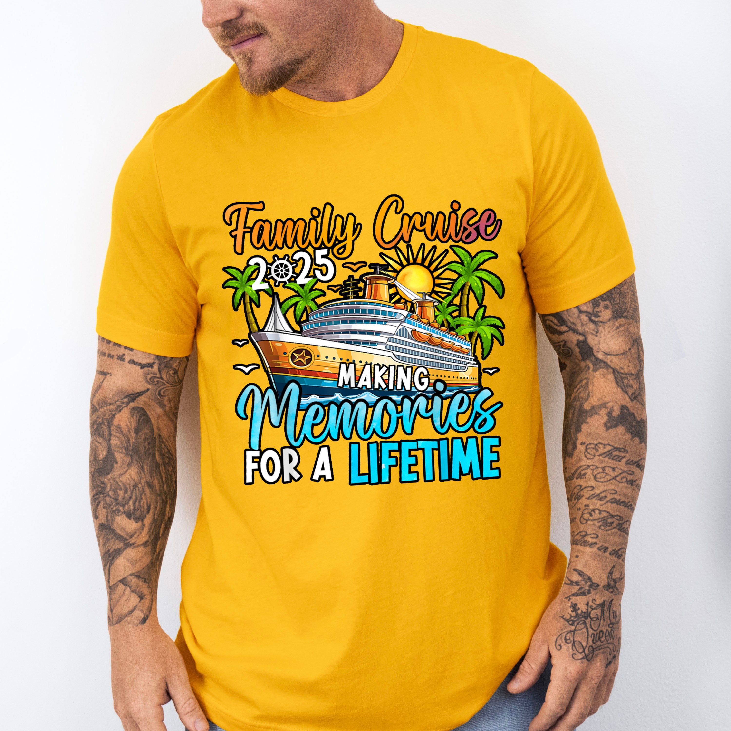 Family Cruise 2025 Trees And Sunset - Vacation Unisex Crewneck T-Shirt Sweatshirt Hoodie