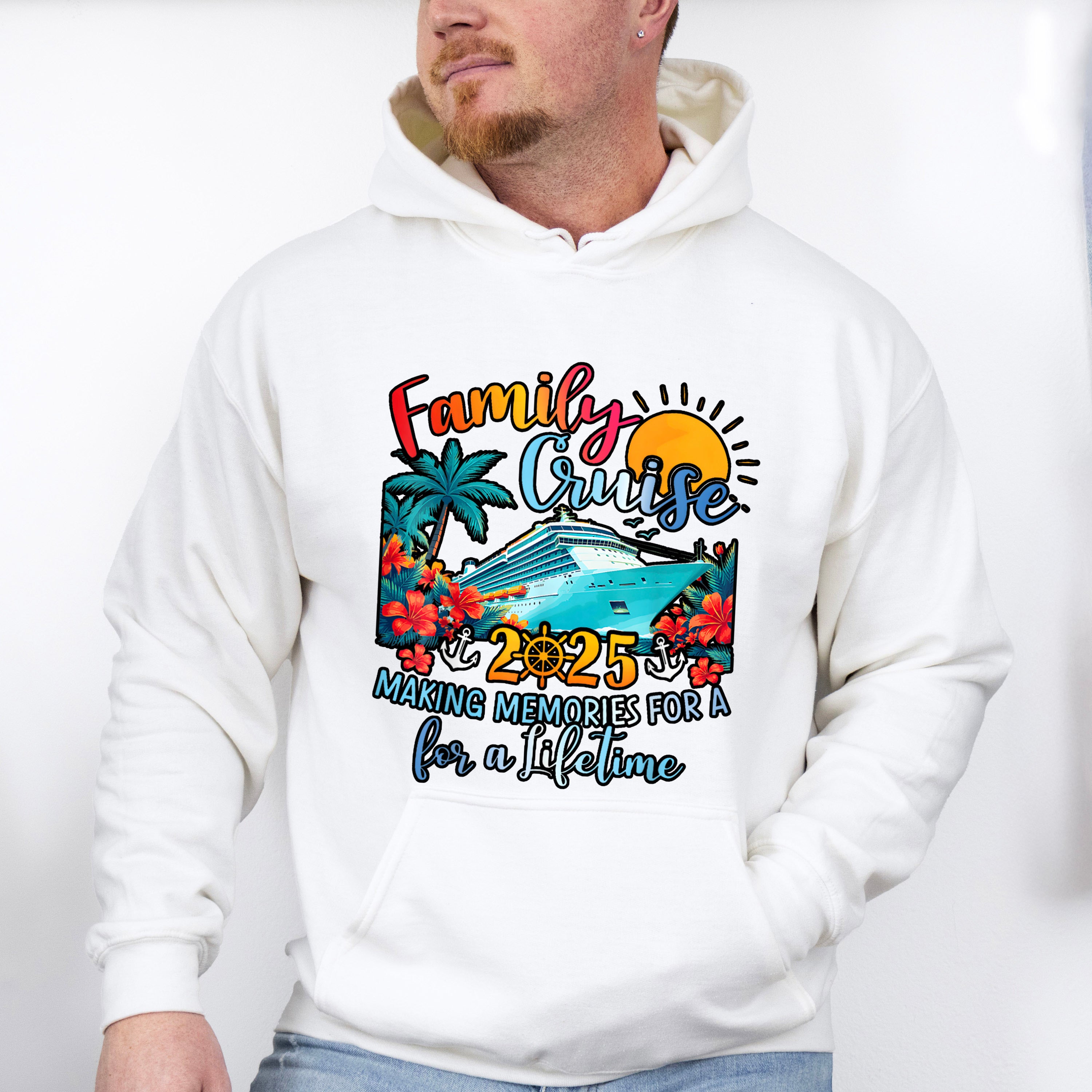 Family Cruise 2025 Red Flowers - Vacation Unisex Crewneck T-Shirt Sweatshirt Hoodie
