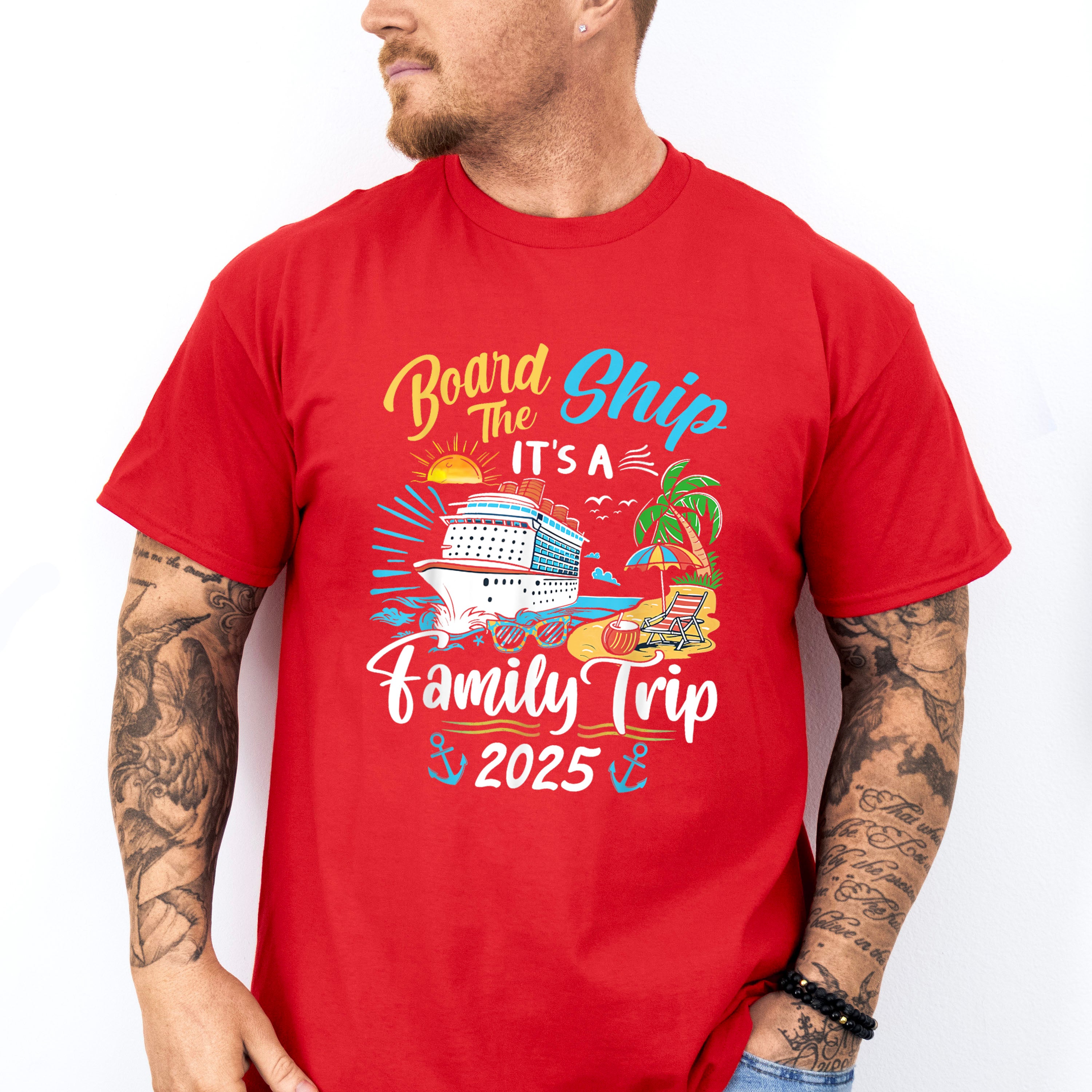 Board The Ship It's A Family Trip 2025 Island - Vacation Unisex Crewneck T-Shirt Sweatshirt Hoodie