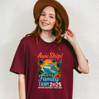 Aww Ship! It's A Family Trip 2025 Sunset - Vacation Unisex Crewneck T-Shirt Sweatshirt Hoodie