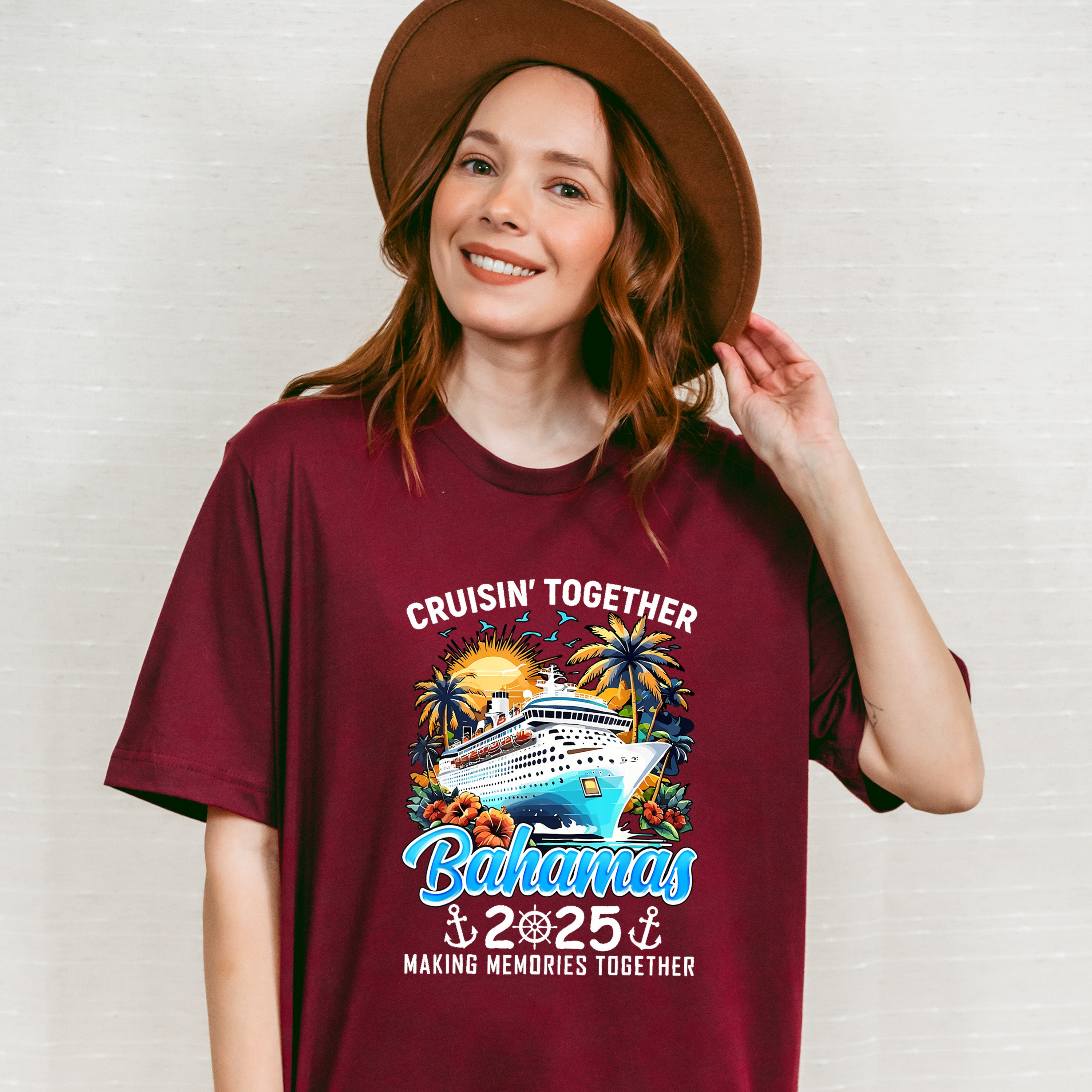 Cruisin' Together Bahamas 2025 Sunset Trees &amp; Sun - Vacation Unisex Crewneck T-Shirt Sweatshirt Hoodie