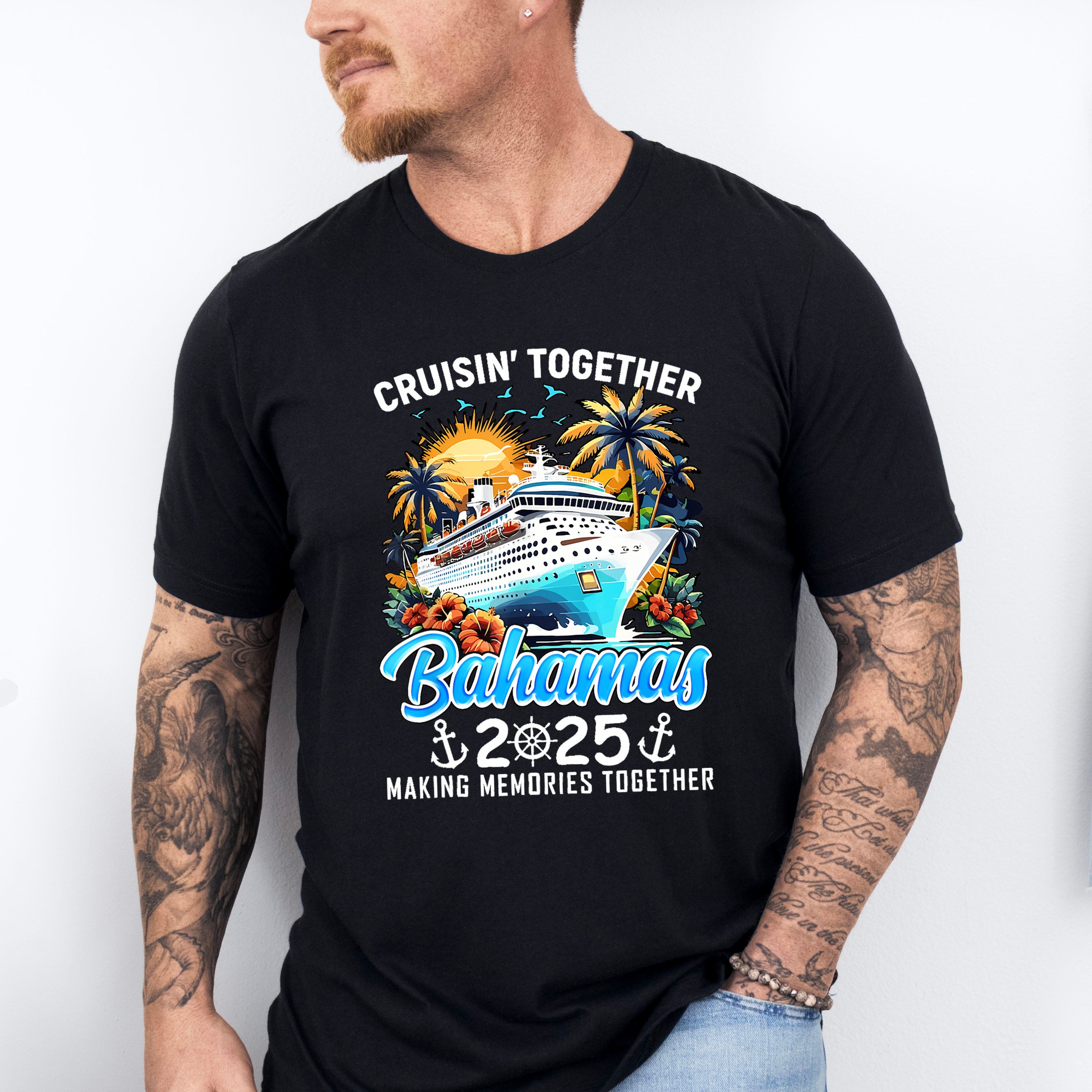 Cruisin' Together Bahamas 2025 Sunset Trees &amp; Sun - Vacation Unisex Crewneck T-Shirt Sweatshirt Hoodie