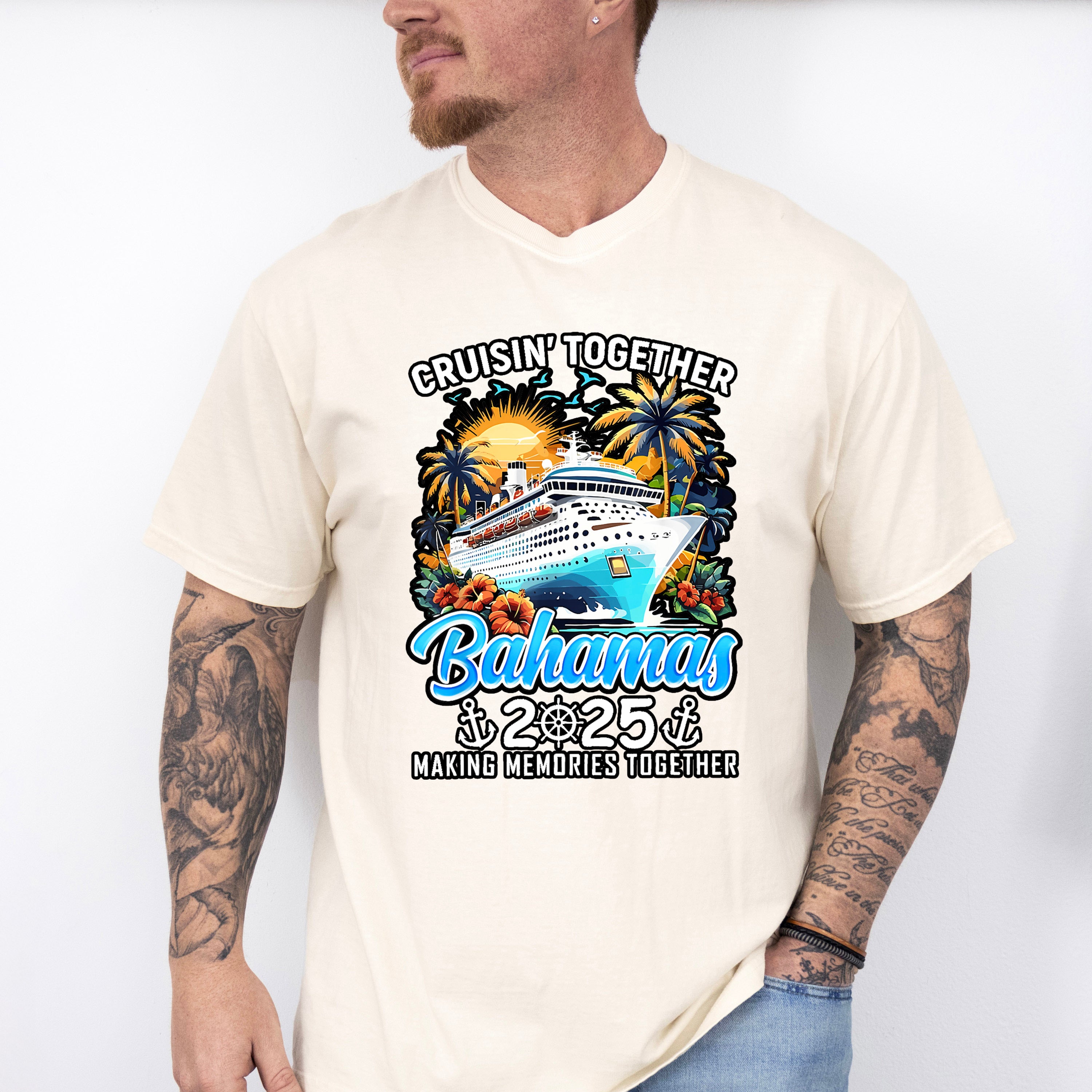 Cruisin' Together Bahamas 2025 Sunset Trees &amp; Sun - Vacation Unisex Crewneck T-Shirt Sweatshirt Hoodie