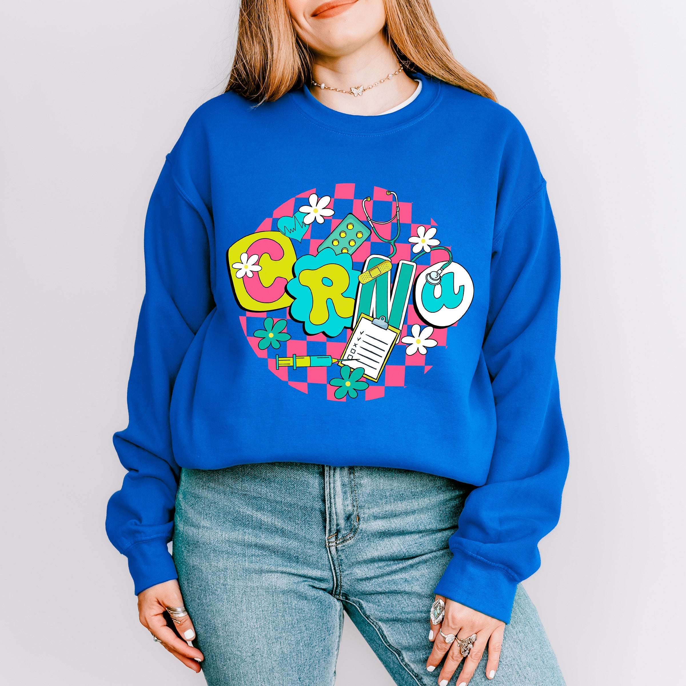 CRNA Doodles Design - CRNA Unisex Crewneck T-Shirt Sweatshirt Hoodie