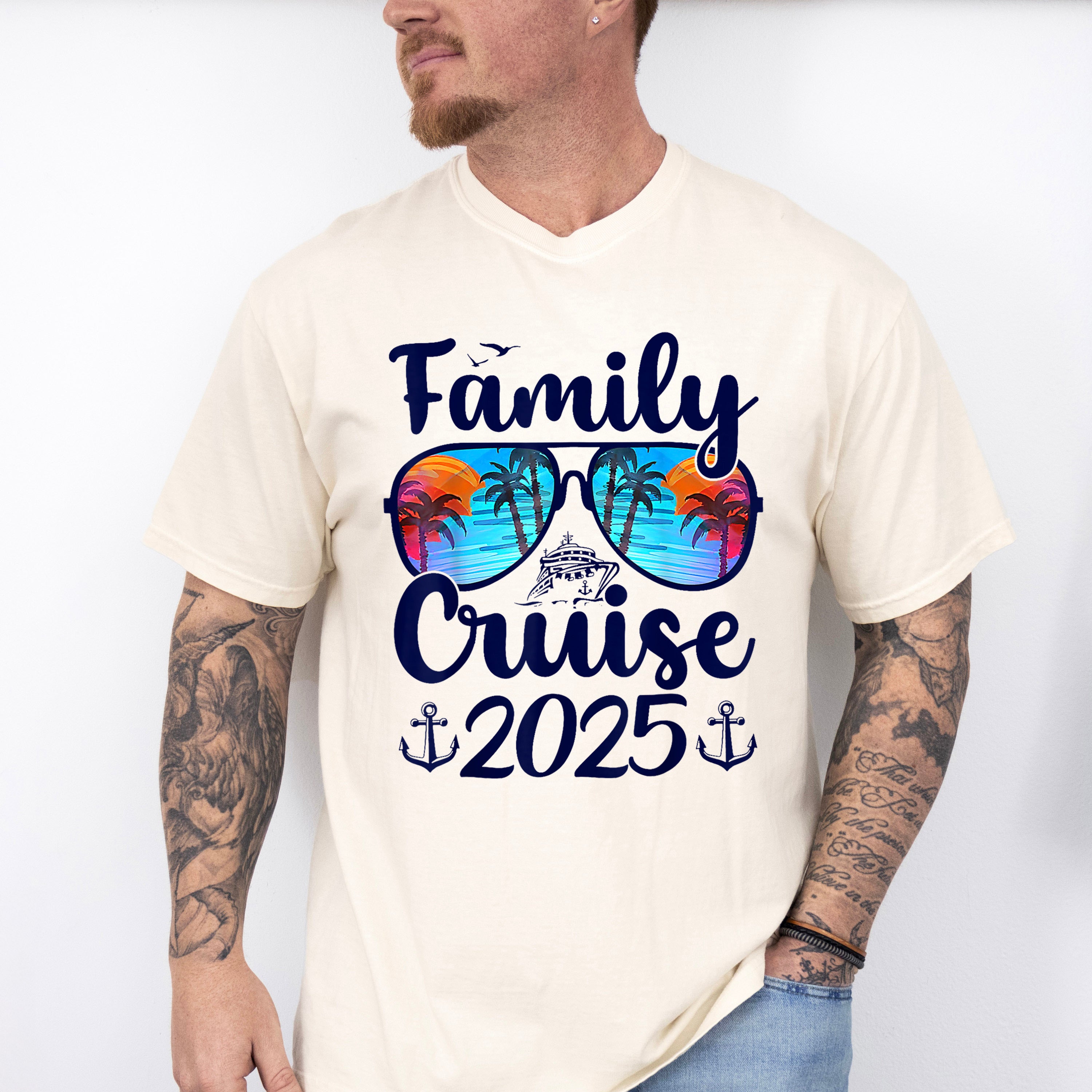 Family Cruise 2025 Sunglasses Blue Design - Vacation Unisex Crewneck T-Shirt Sweatshirt Hoodie