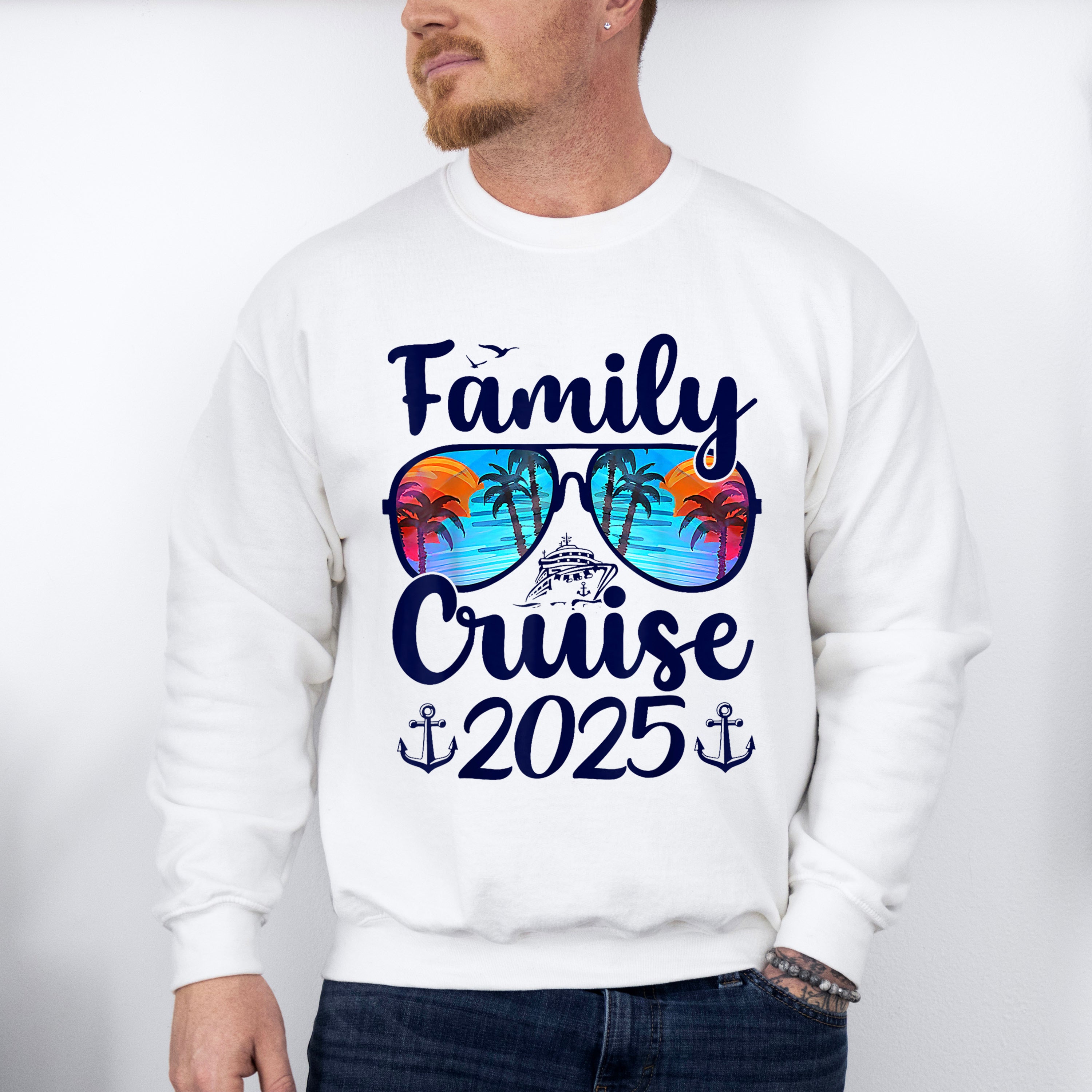 Family Cruise 2025 Sunglasses Blue Design - Vacation Unisex Crewneck T-Shirt Sweatshirt Hoodie