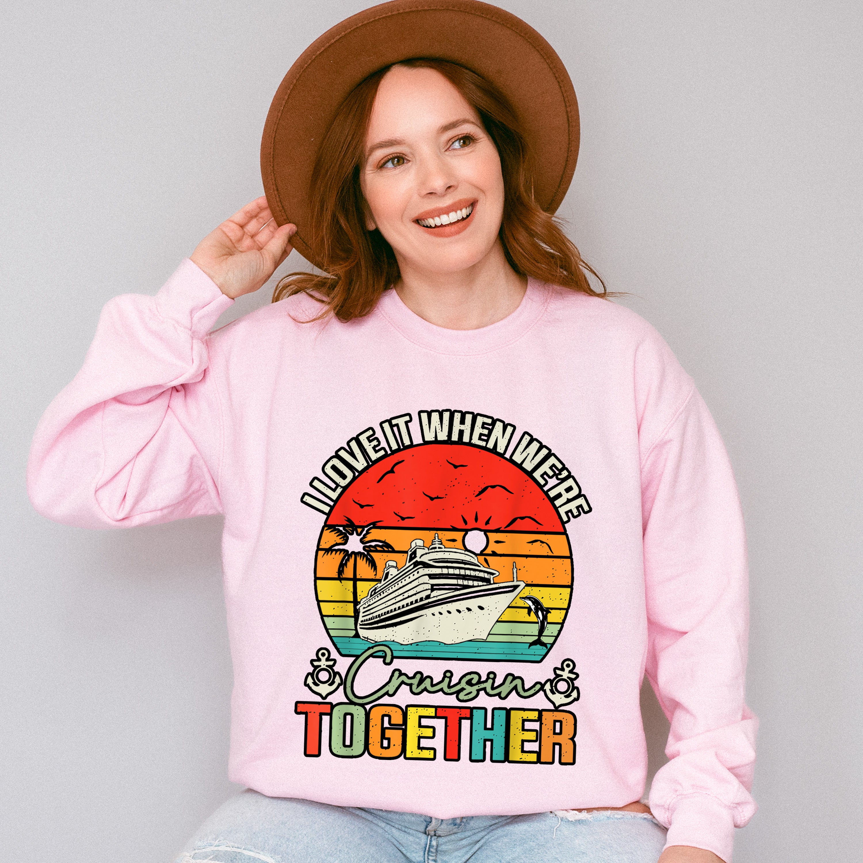 I Love It When We're Cruisin Together Circular Sunset - Vacation Unisex Crewneck T-Shirt Sweatshirt Hoodie
