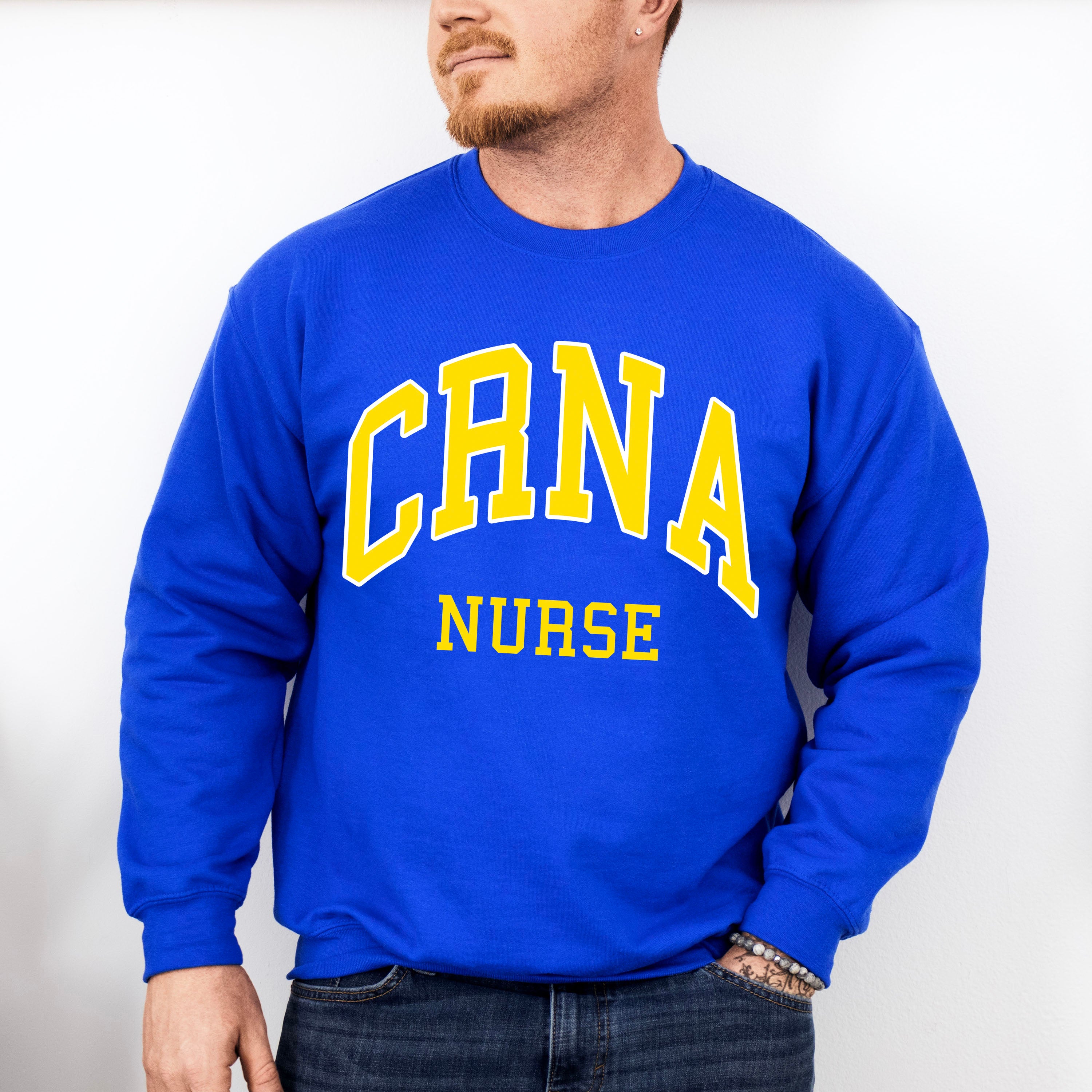 Yellow CRNA Nurse Design - CRNA Unisex Crewneck T-Shirt Sweatshirt Hoodie