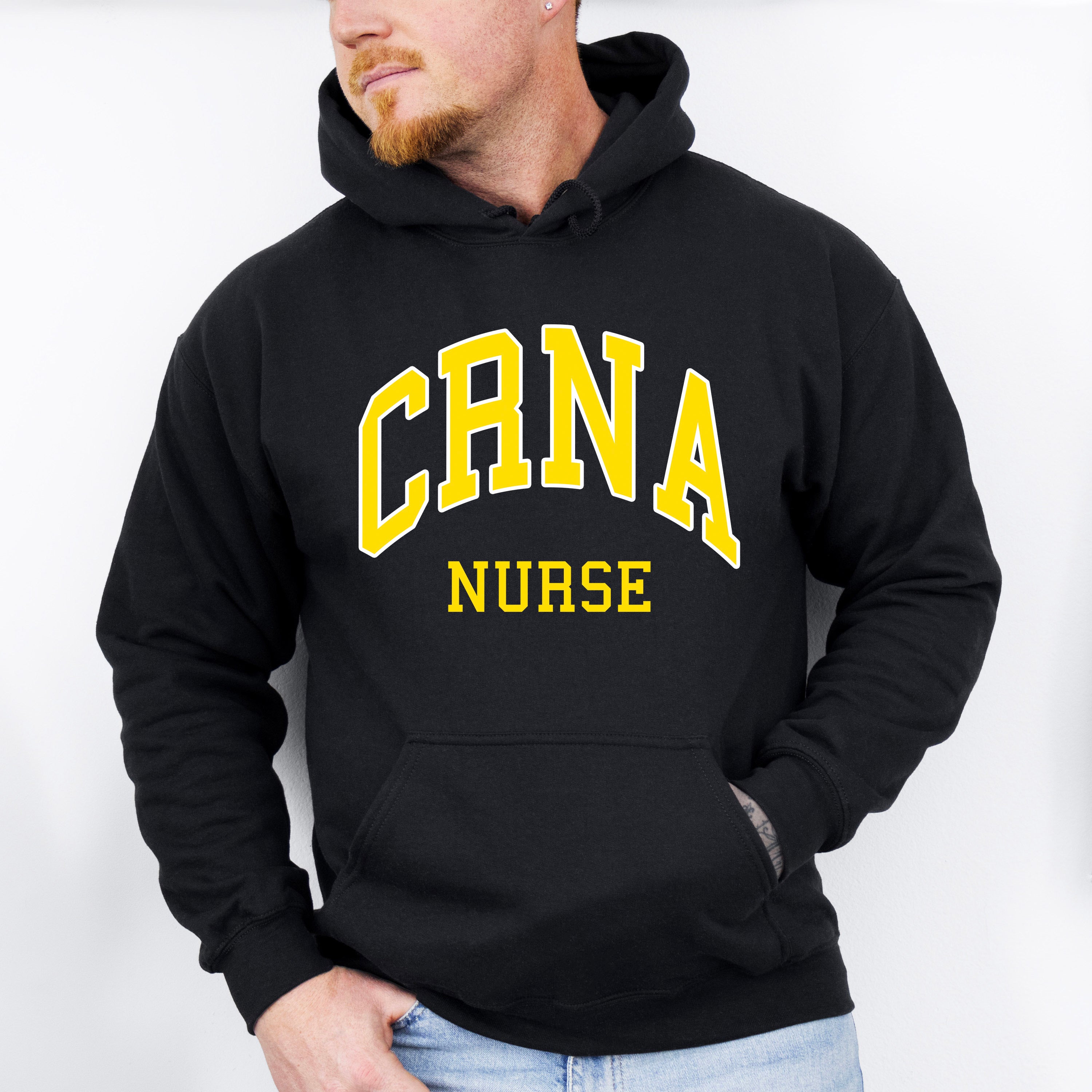 Yellow CRNA Nurse Design - CRNA Unisex Crewneck T-Shirt Sweatshirt Hoodie