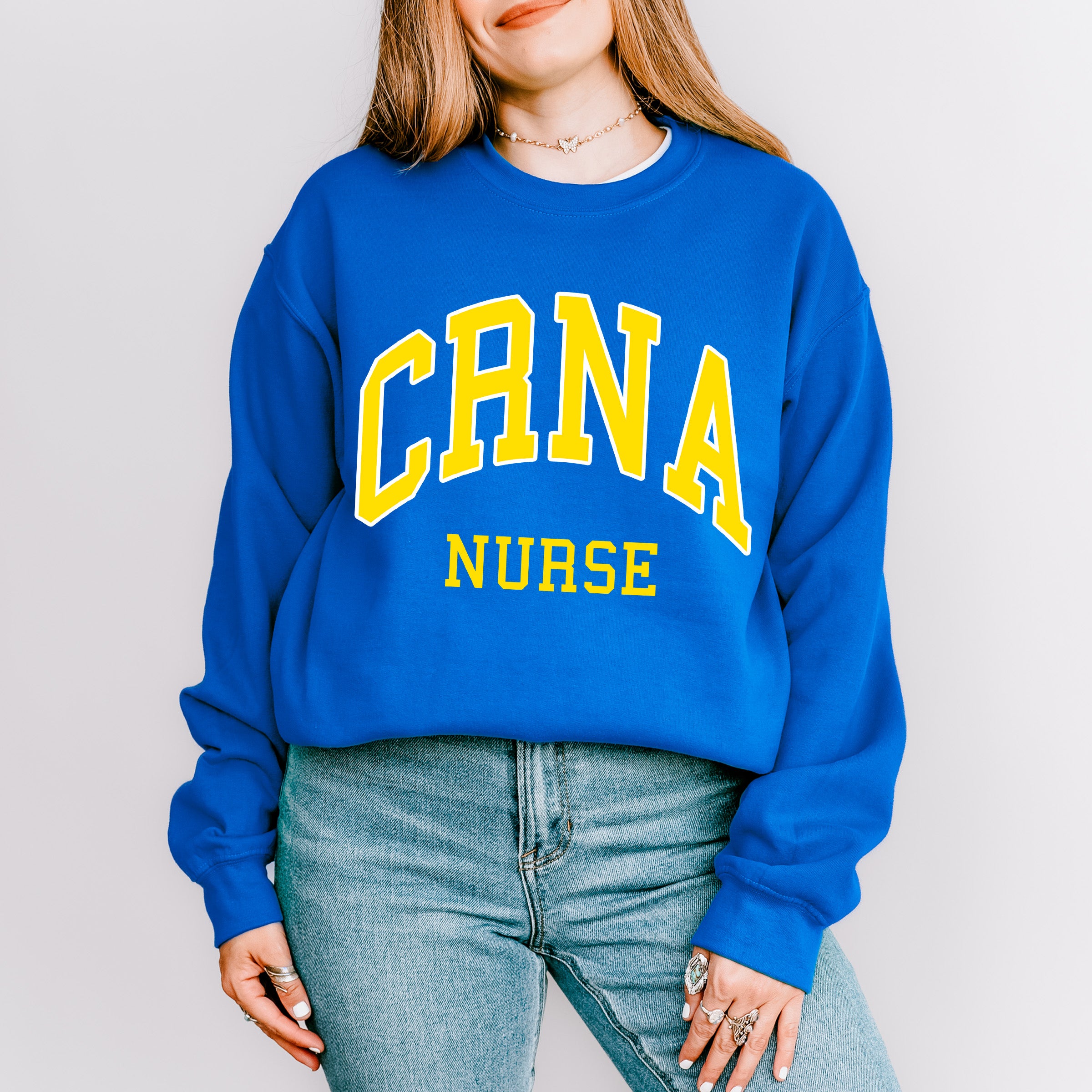 Yellow CRNA Nurse Design - CRNA Unisex Crewneck T-Shirt Sweatshirt Hoodie