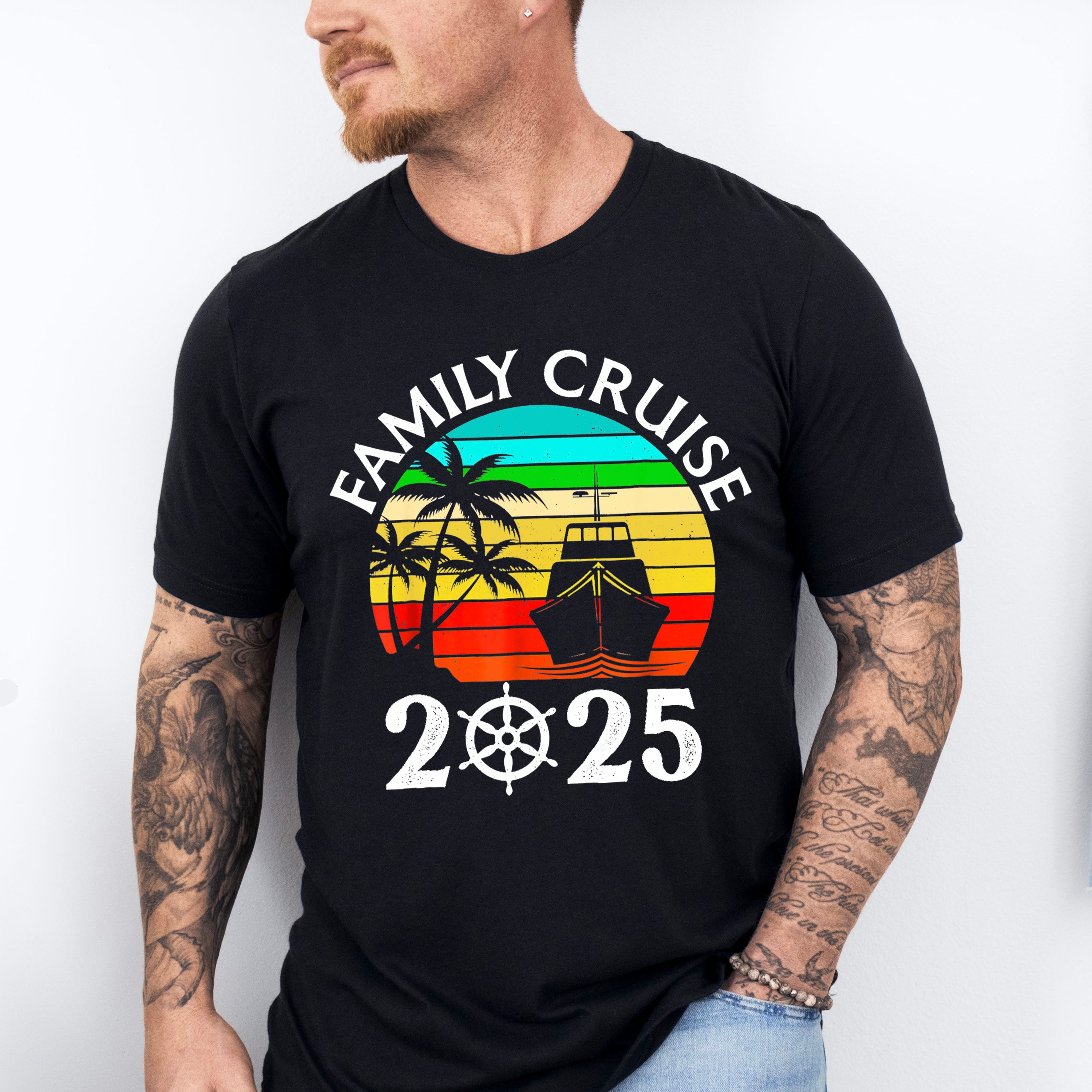 Family Cruise 2025 Circular Colorful Design - Vacation Unisex Crewneck T-Shirt Sweatshirt Hoodie