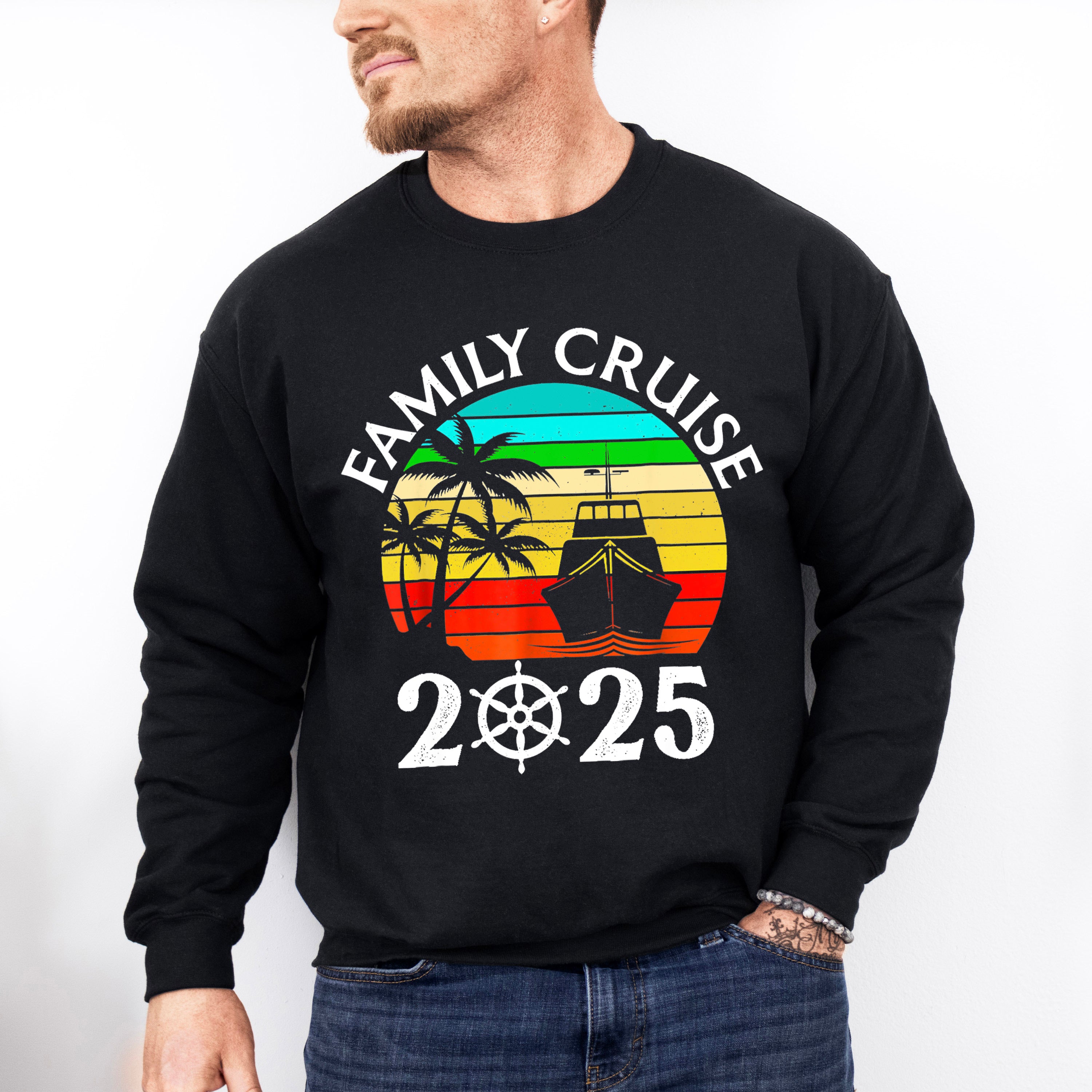 Family Cruise 2025 Circular Colorful Design - Vacation Unisex Crewneck T-Shirt Sweatshirt Hoodie