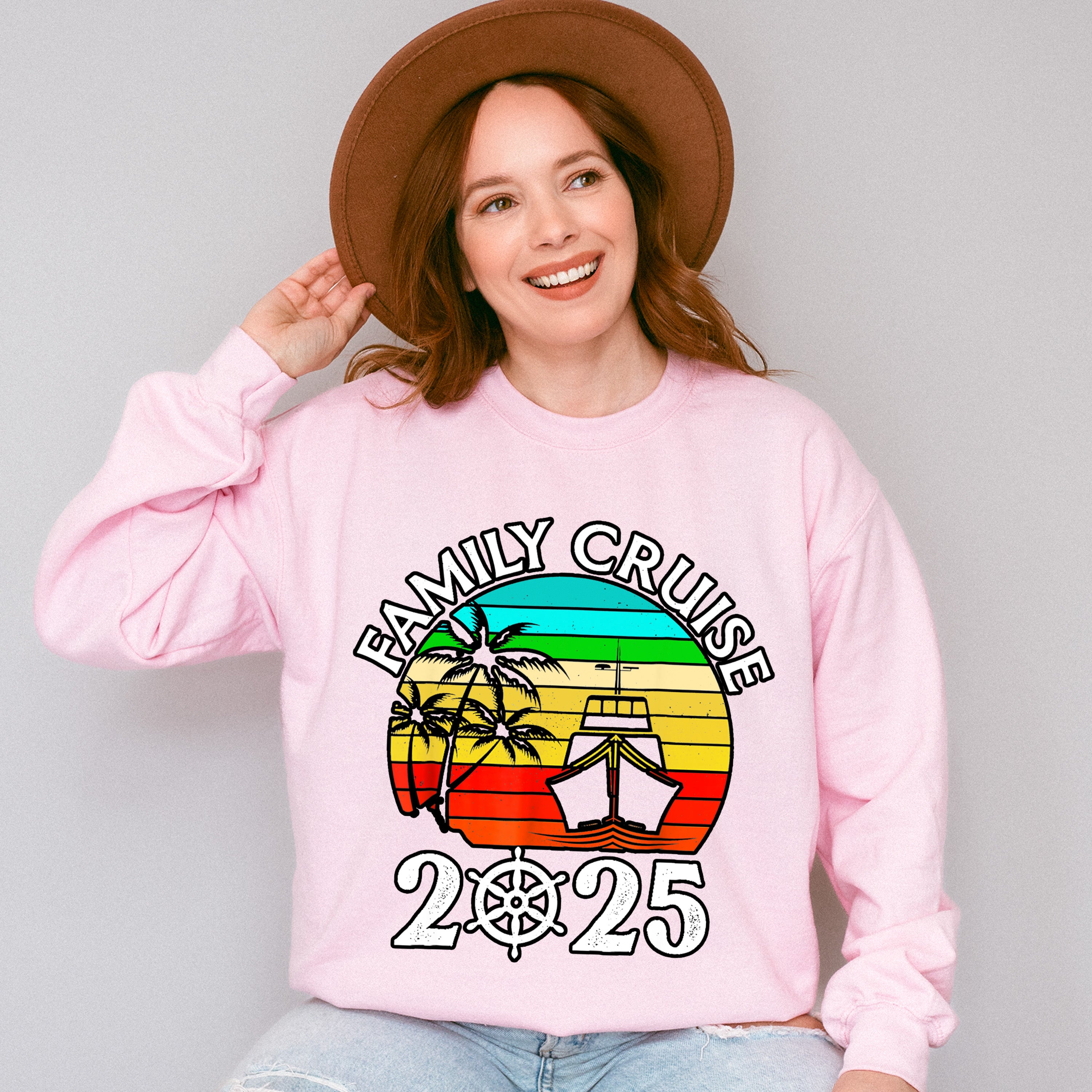Family Cruise 2025 Circular Colorful Design - Vacation Unisex Crewneck T-Shirt Sweatshirt Hoodie