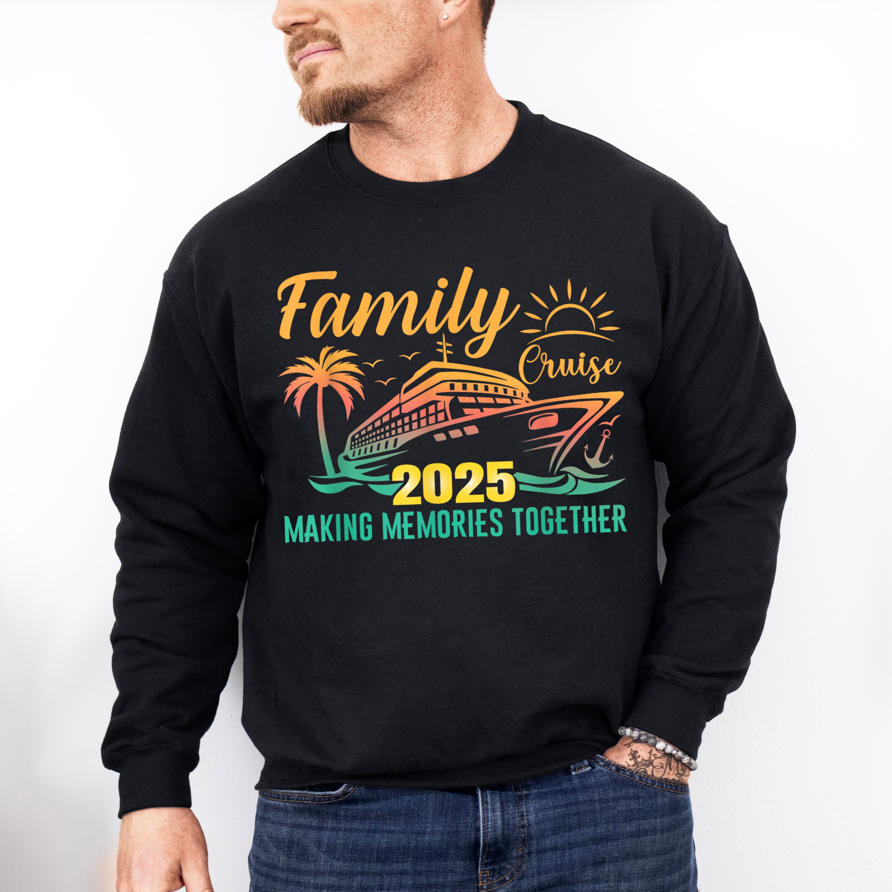 Family Cruise 2025 Yellow &amp; Green - Vacation Unisex Crewneck T-Shirt Sweatshirt Hoodie