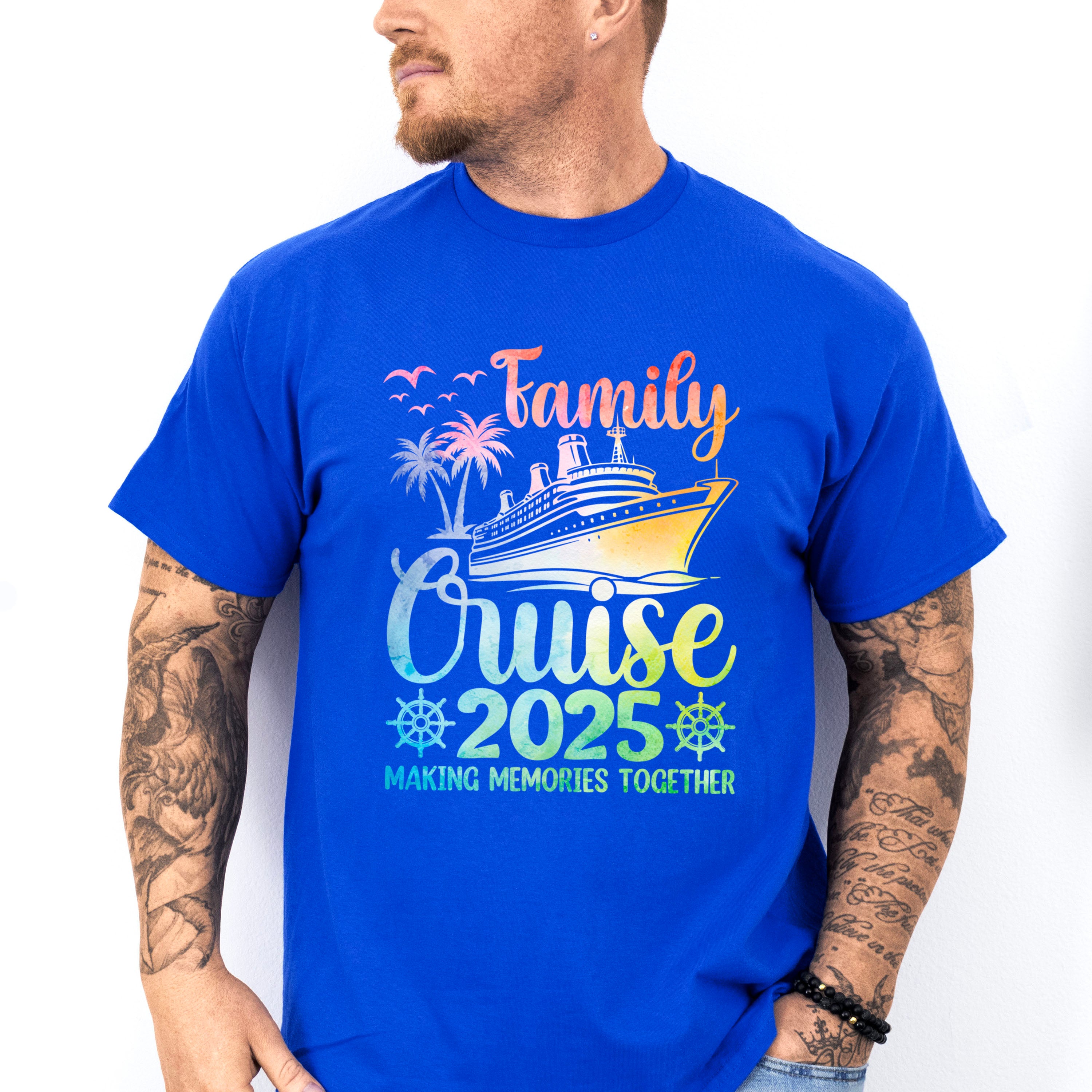 Family Cruise 2025 Ship Wheel Design - Vacation Unisex Crewneck T-Shirt Sweatshirt Hoodie