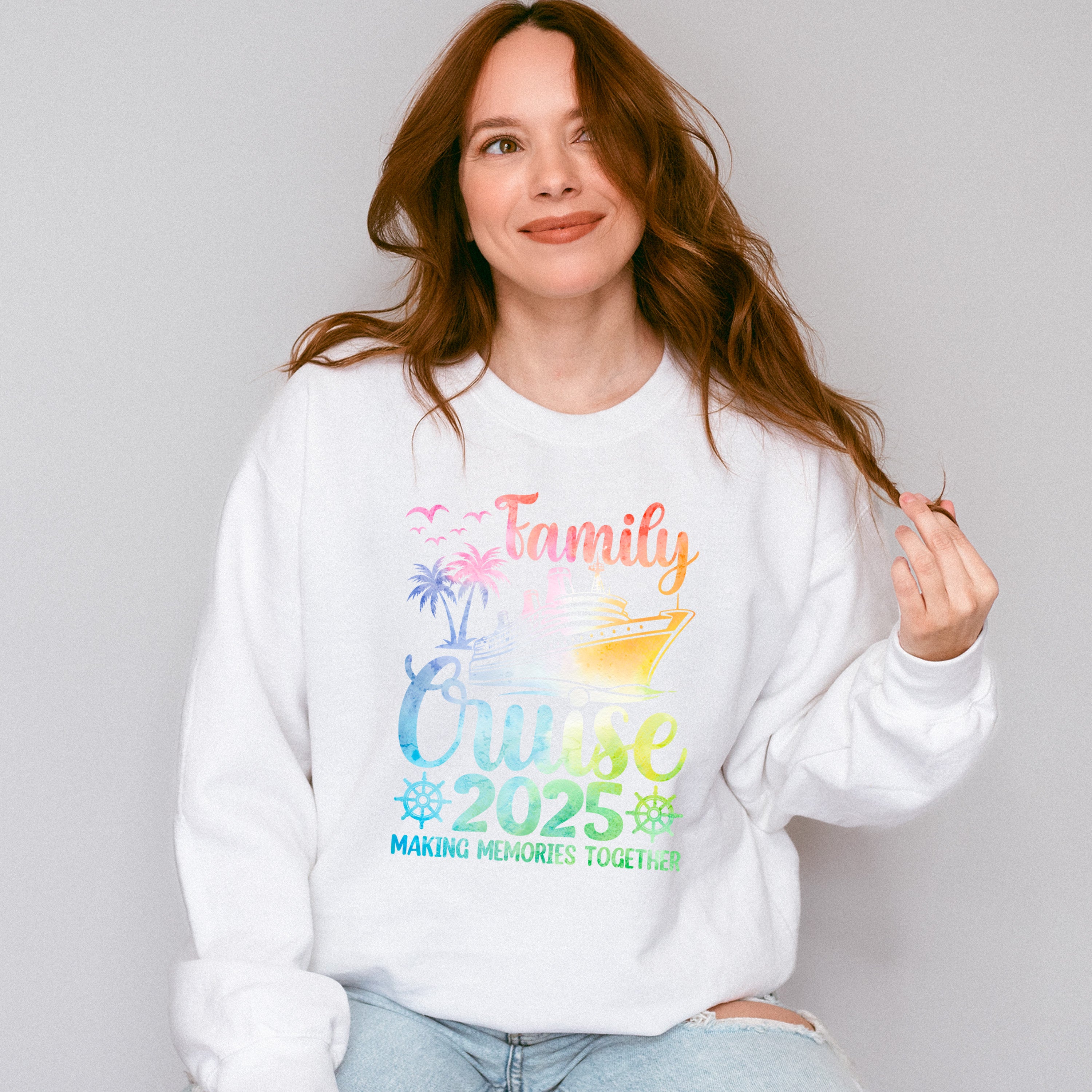 Family Cruise 2025 Ship Wheel Design - Vacation Unisex Crewneck T-Shirt Sweatshirt Hoodie