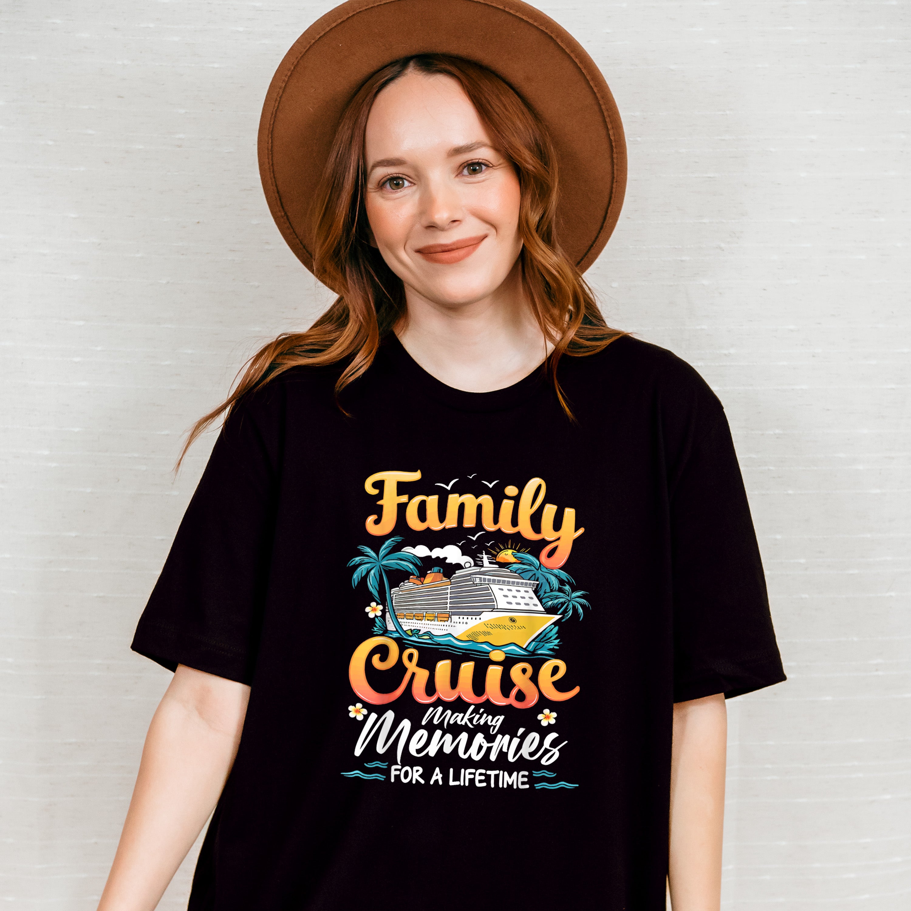 Family Cruise Making Memories Orange Text - Vacation Unisex Crewneck T-Shirt Sweatshirt Hoodie