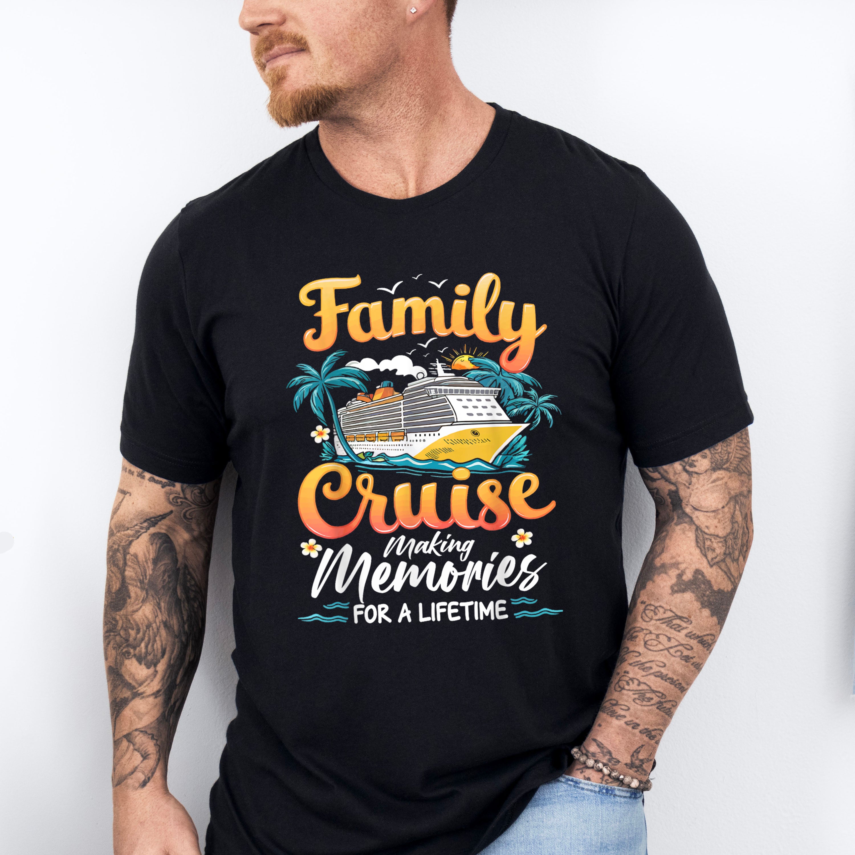 Family Cruise Making Memories Orange Text - Vacation Unisex Crewneck T-Shirt Sweatshirt Hoodie