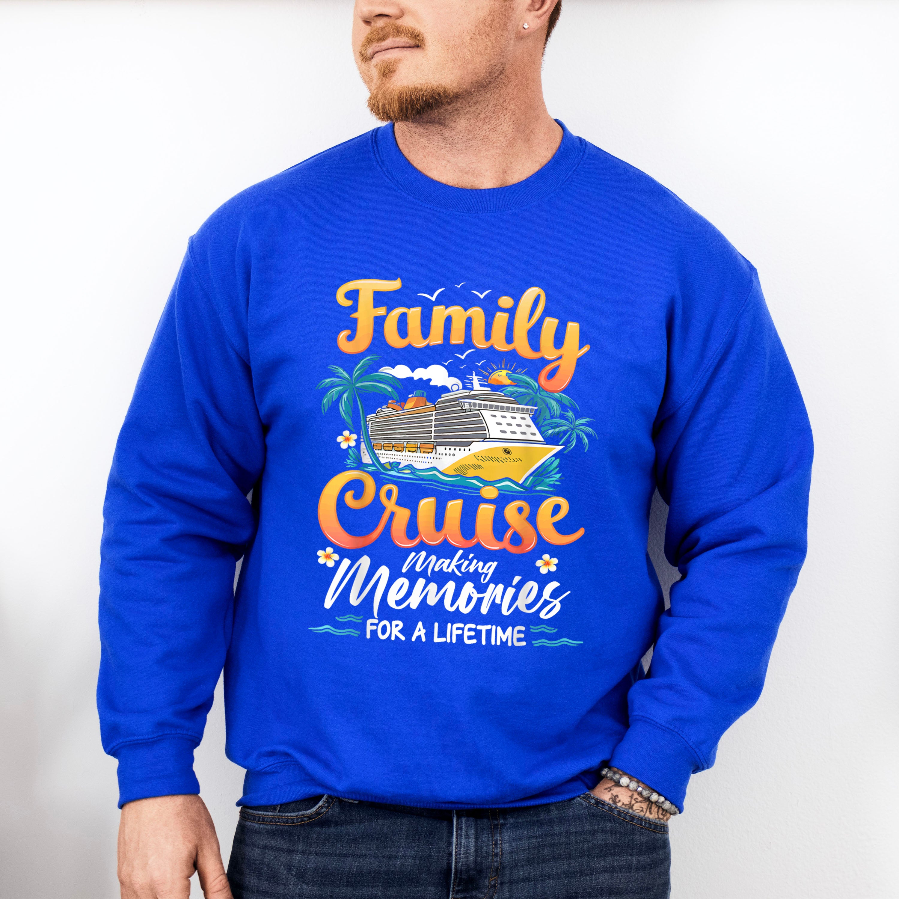 Family Cruise Making Memories Orange Text - Vacation Unisex Crewneck T-Shirt Sweatshirt Hoodie