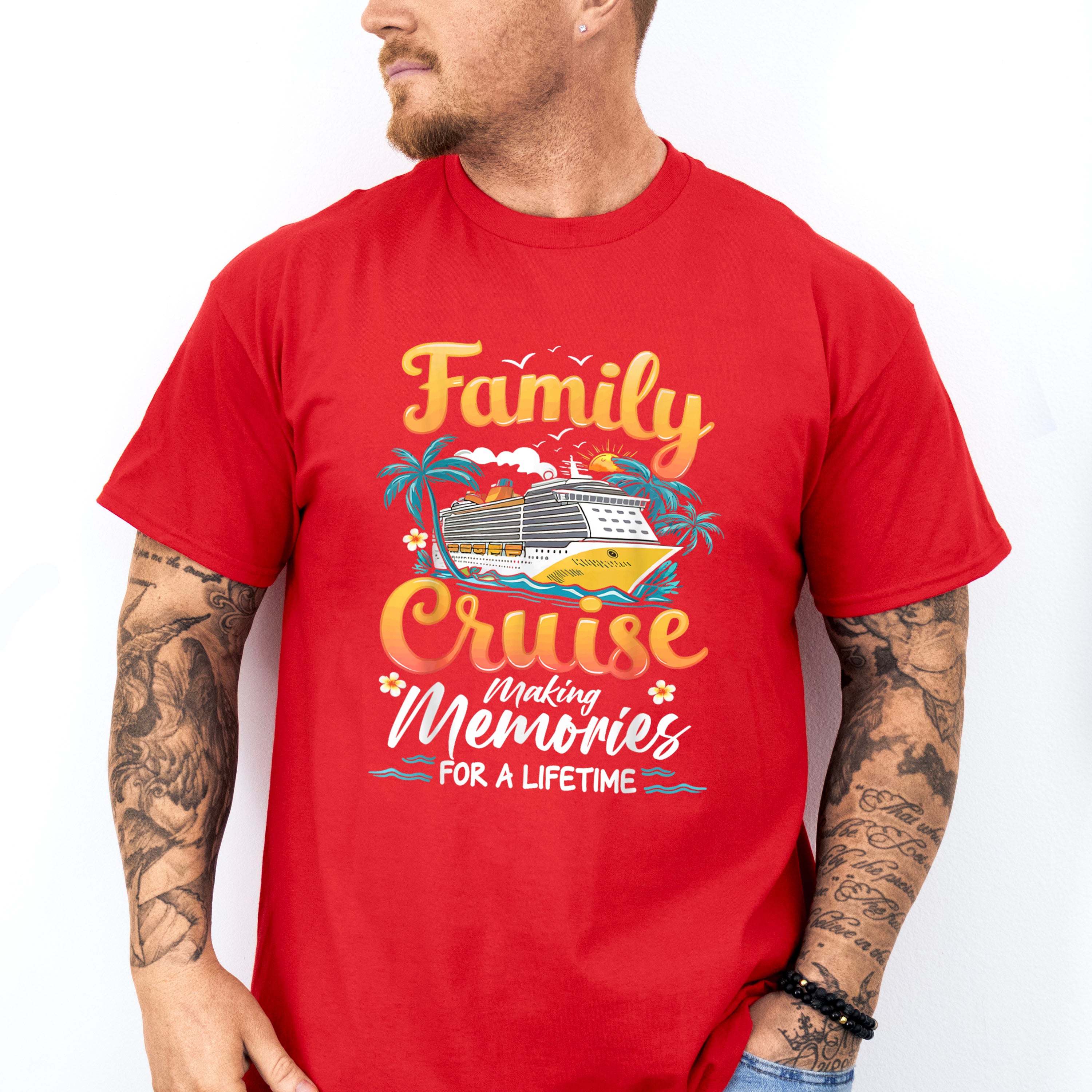 Family Cruise Making Memories Orange Text - Vacation Unisex Crewneck T-Shirt Sweatshirt Hoodie