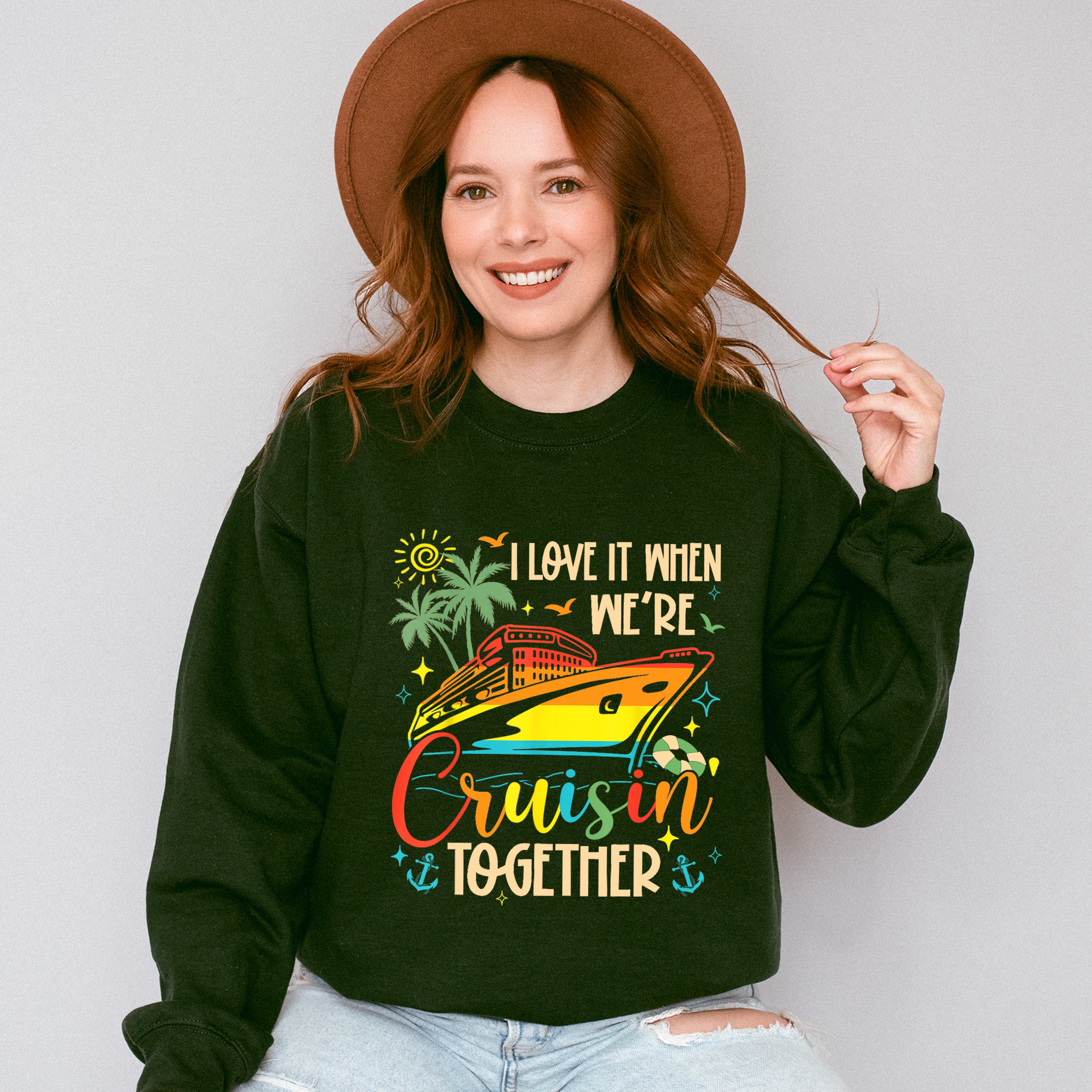 I Love It When We're Cruisin Together Vivid Design - Vacation Unisex Crewneck T-Shirt Sweatshirt Hoodie