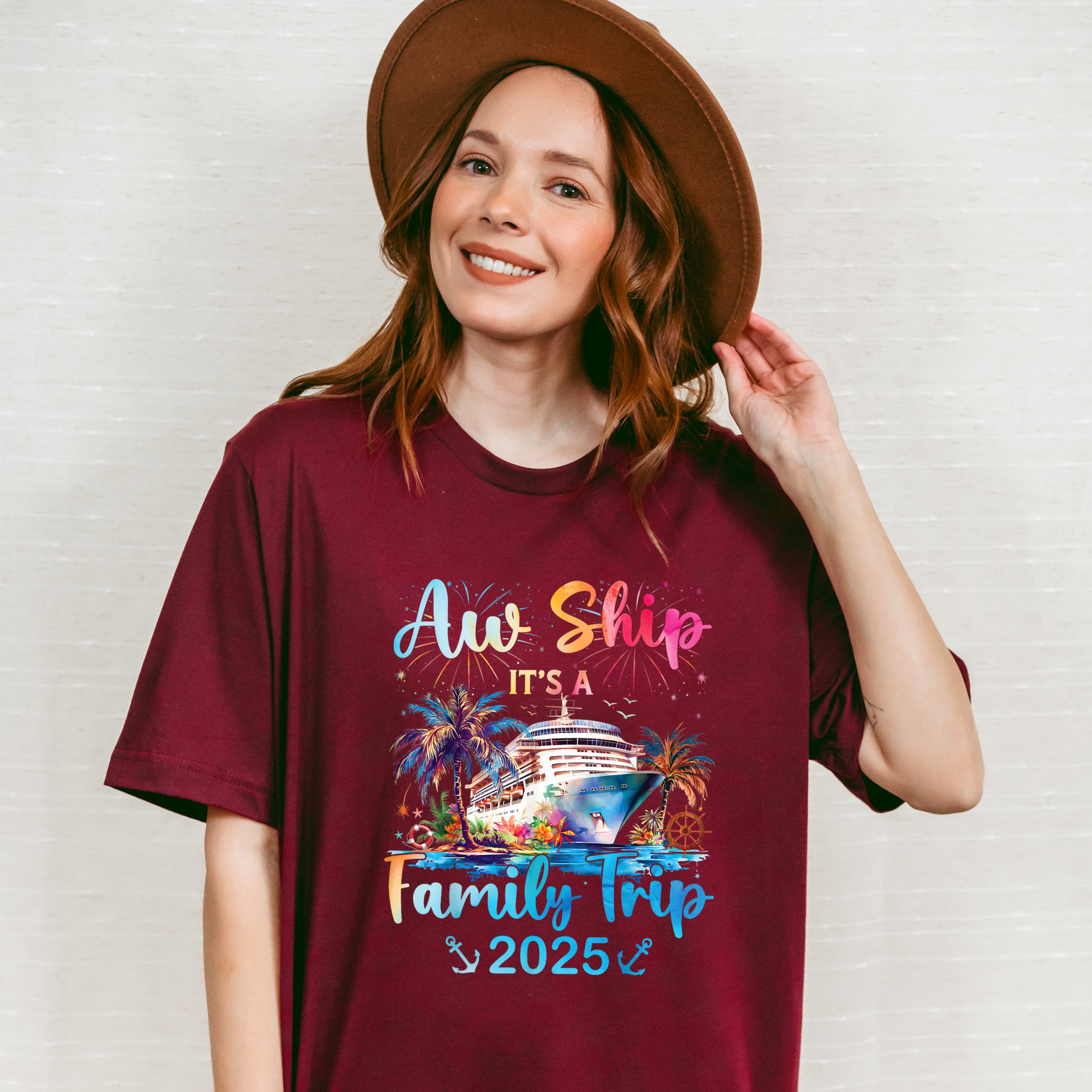 Aw Ship It's A Family Trip Fireworks Design - Vacation Unisex Crewneck T-Shirt Sweatshirt Hoodie