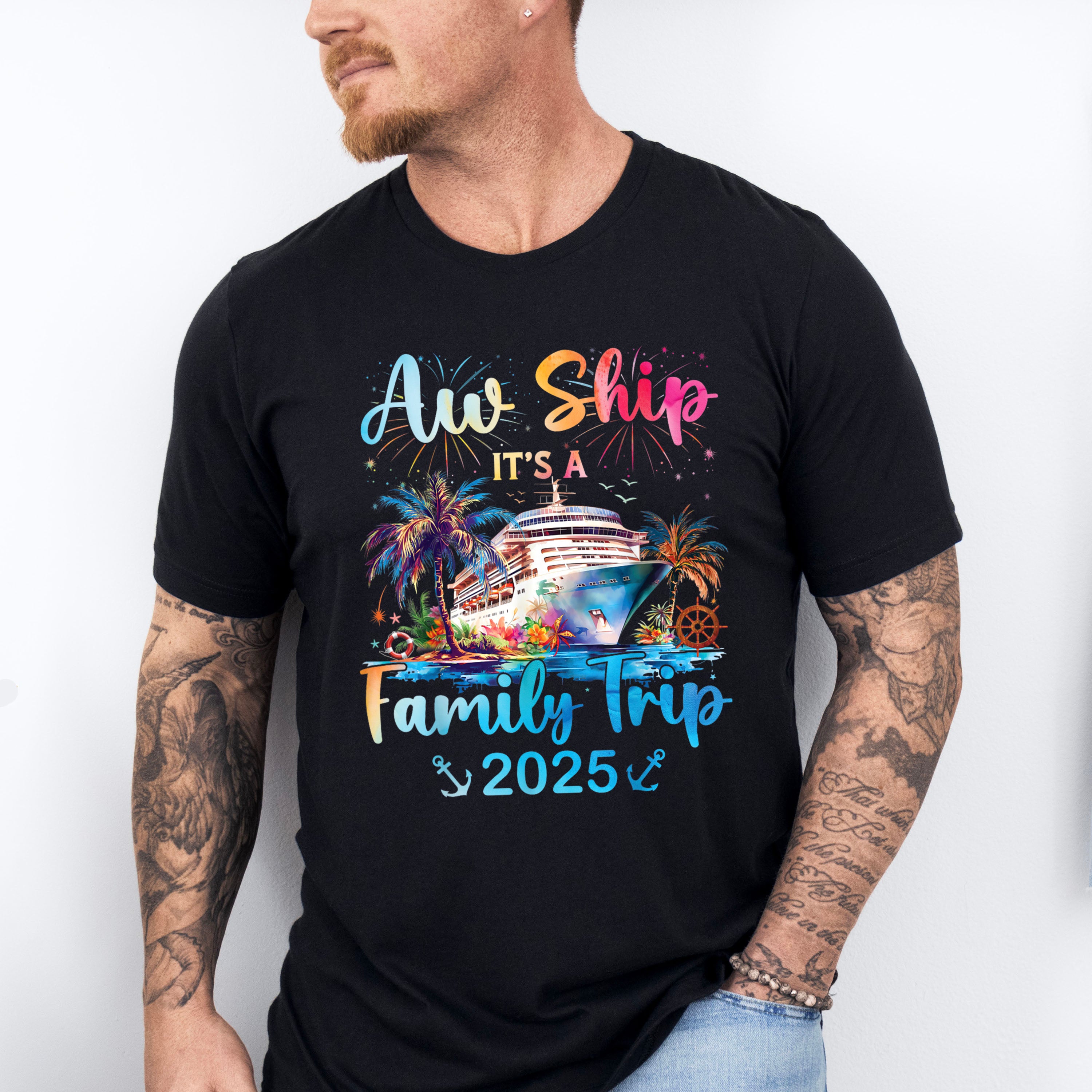Aw Ship It's A Family Trip Fireworks Design - Vacation Unisex Crewneck T-Shirt Sweatshirt Hoodie