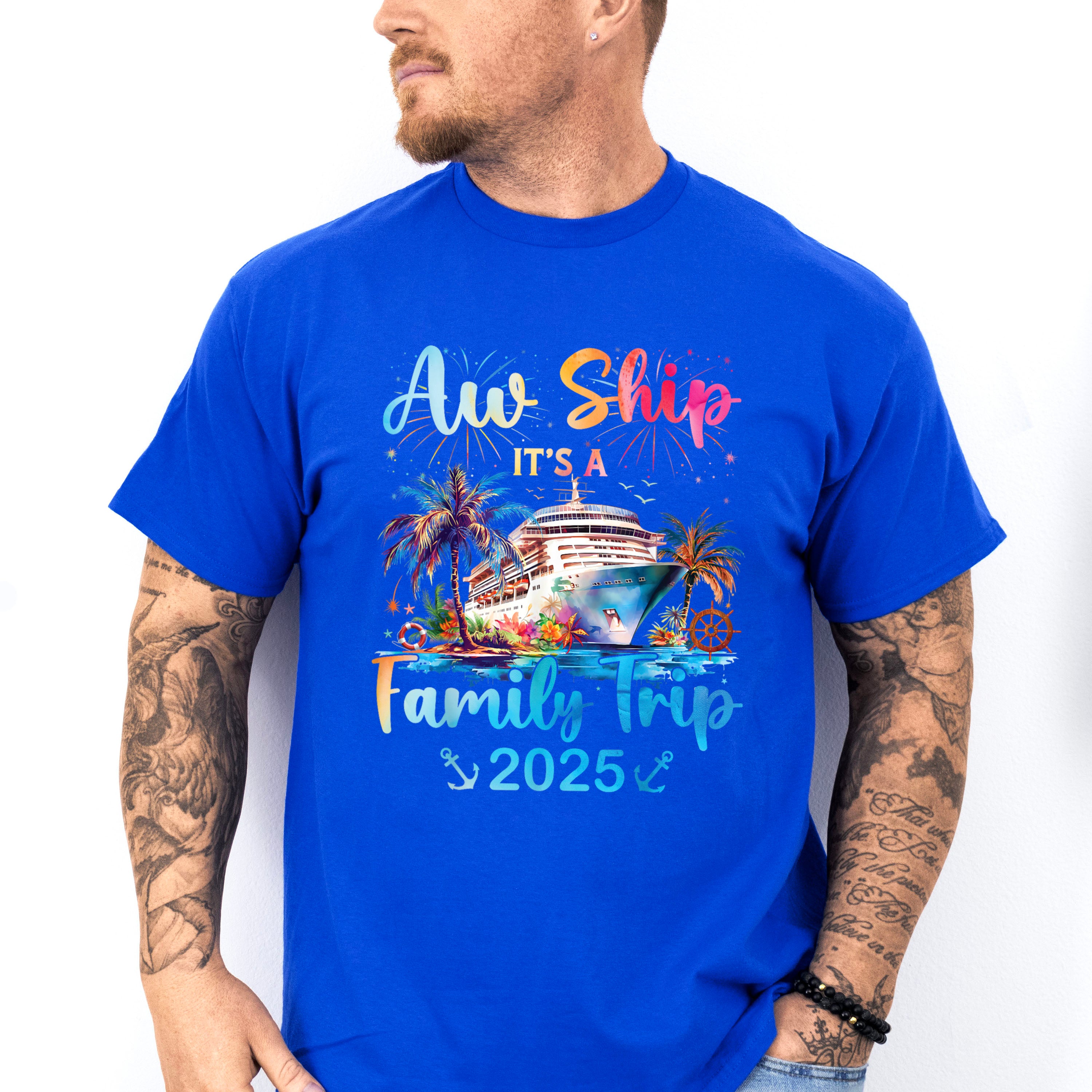 Aw Ship It's A Family Trip Fireworks Design - Vacation Unisex Crewneck T-Shirt Sweatshirt Hoodie