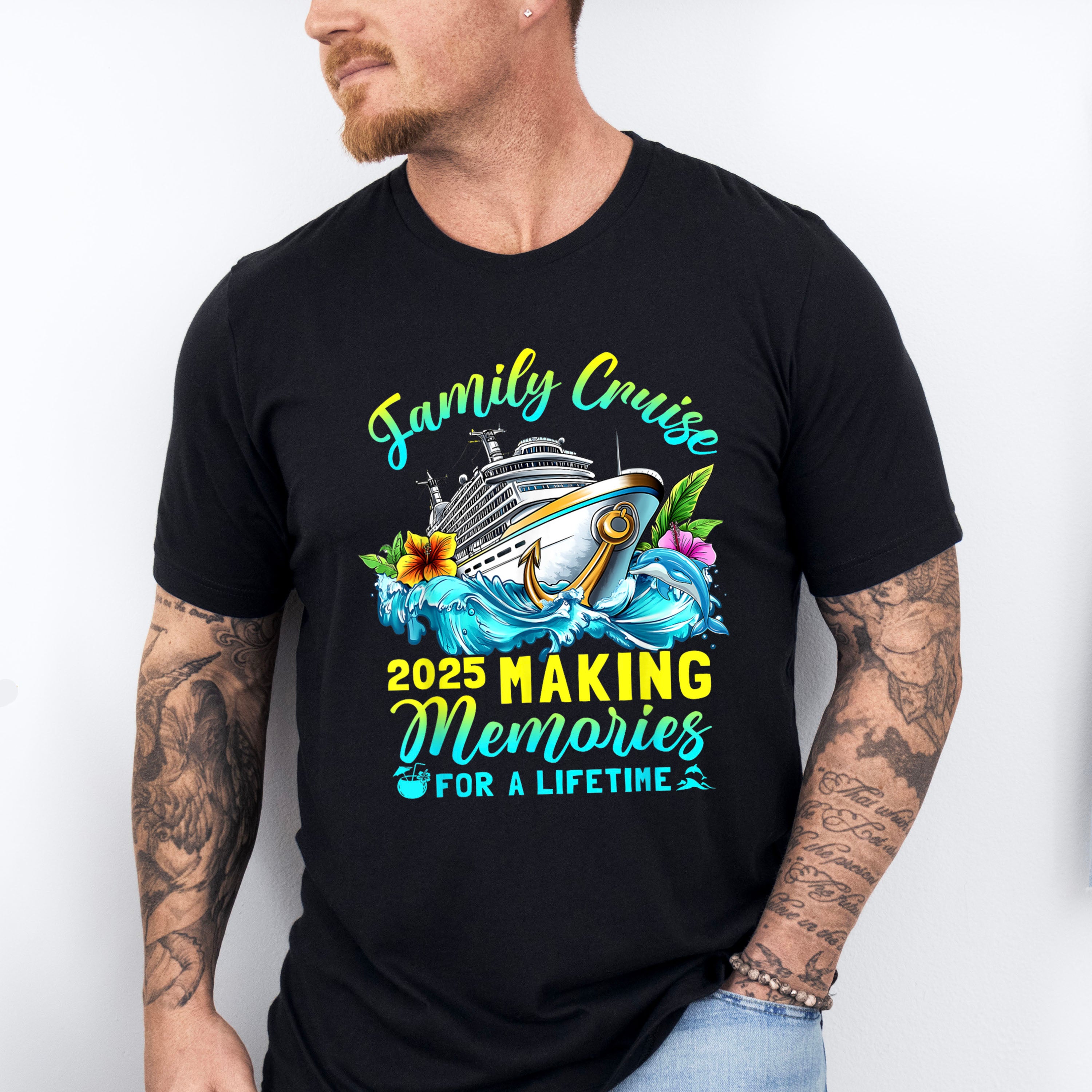 Family Cruise 2025 Waves Design - Vacation Unisex Crewneck T-Shirt Sweatshirt Hoodie