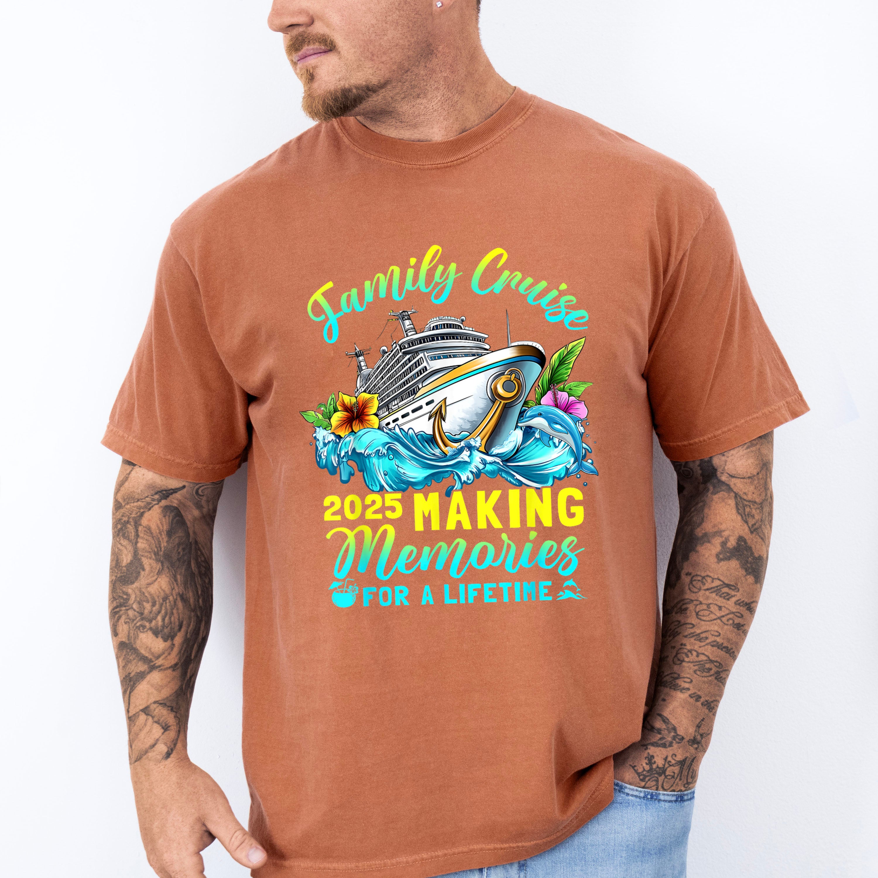 Family Cruise 2025 Waves Design - Vacation Unisex Crewneck T-Shirt Sweatshirt Hoodie
