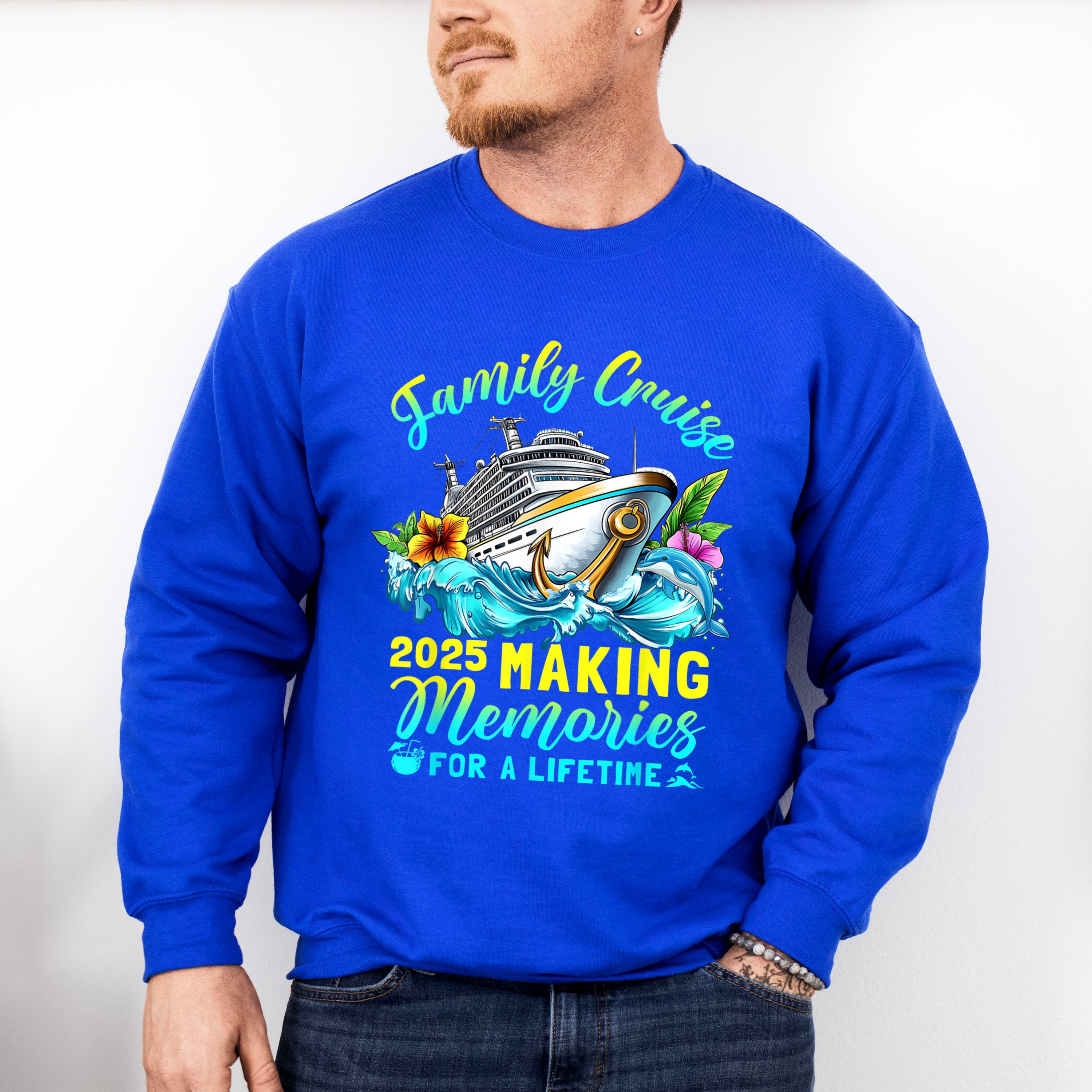 Family Cruise 2025 Waves Design - Vacation Unisex Crewneck T-Shirt Sweatshirt Hoodie